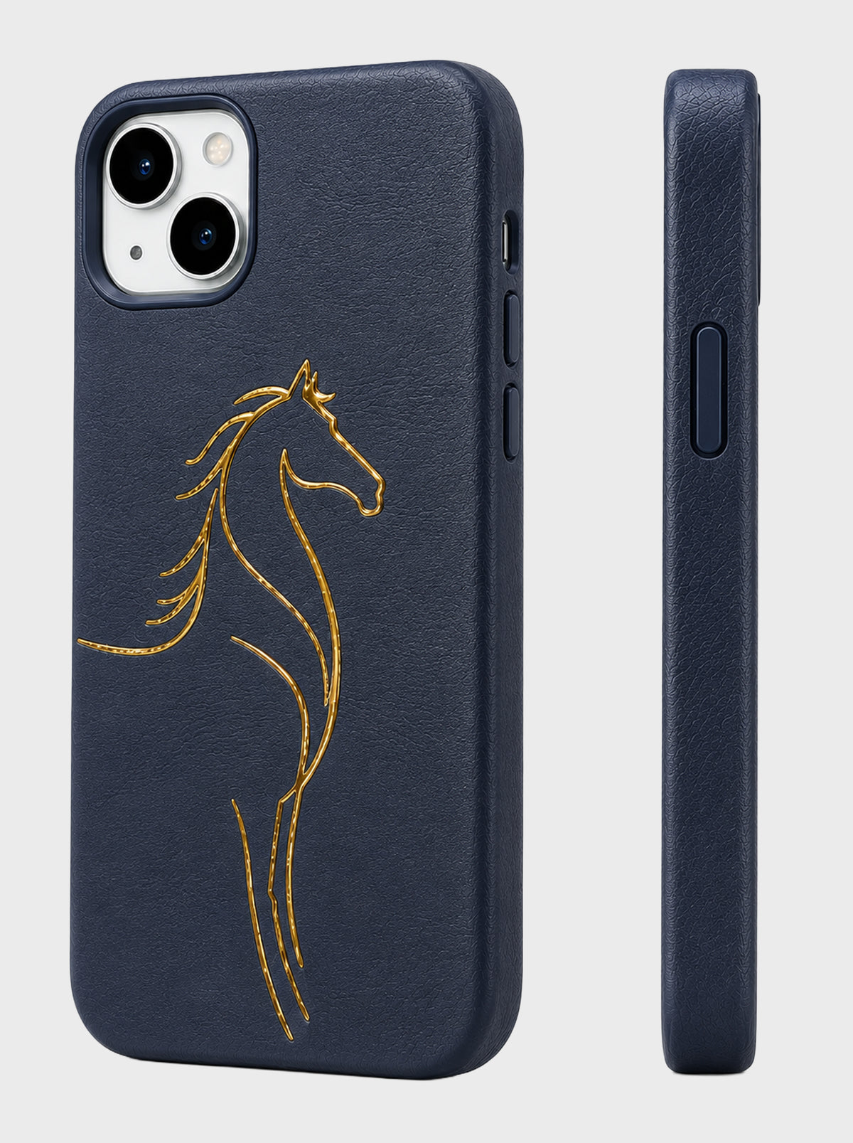 iPhone 13 | Luxury Horse Premium Leather Case with Hidden MagSafe | Navy Blue