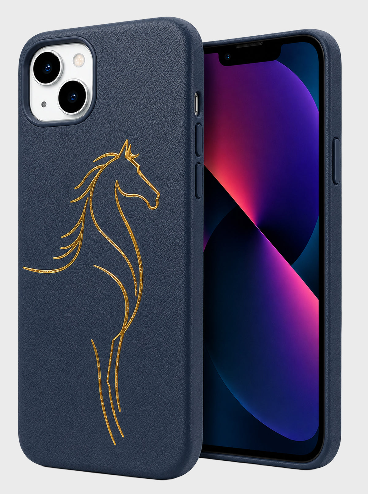 iPhone 13 | Luxury Horse Premium Leather Case with Hidden MagSafe | Navy Blue