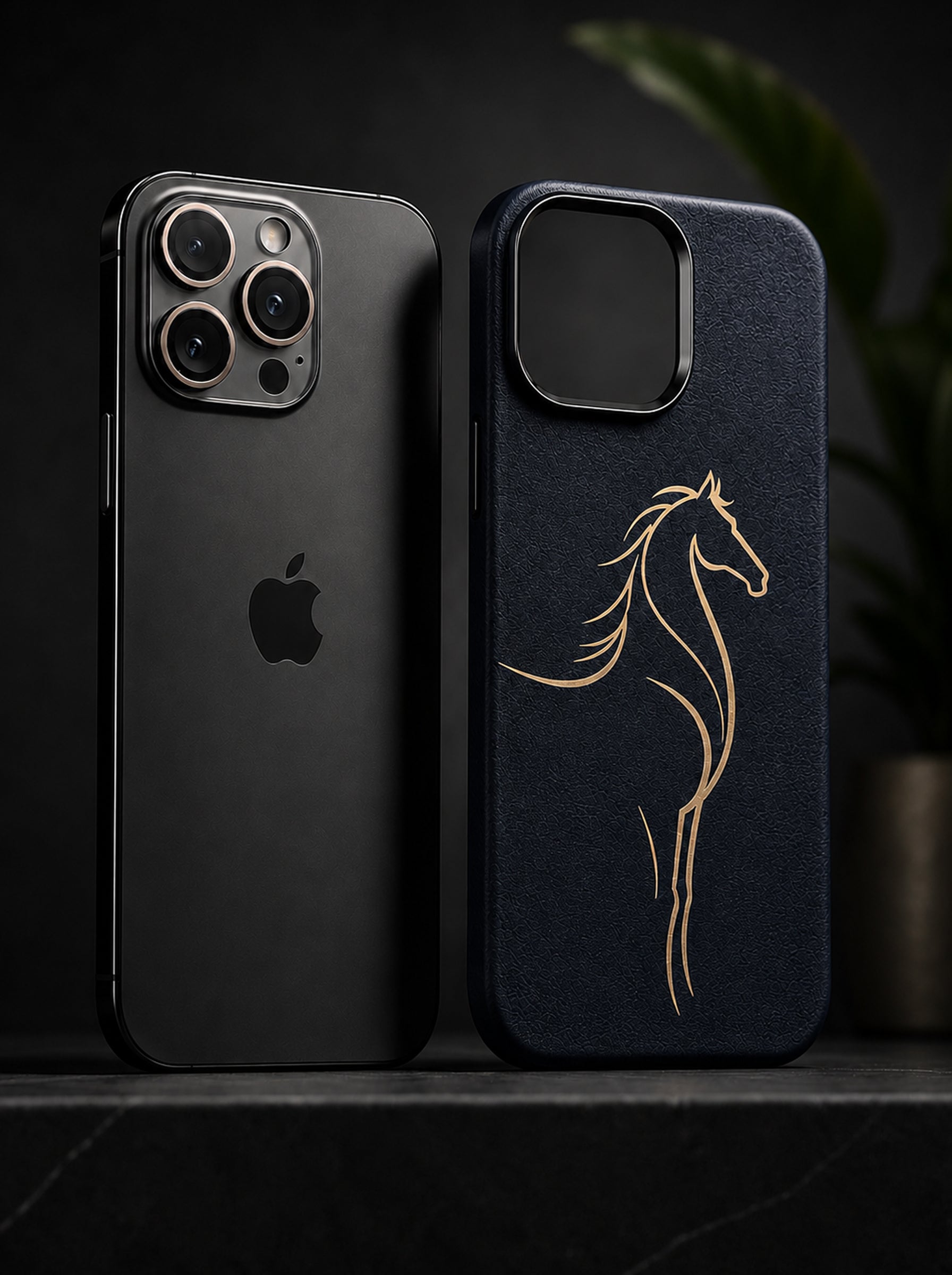 iPhone 16 Pro | Luxury Horse Premium Leather Case with Hidden MagSafe | Navy Blue