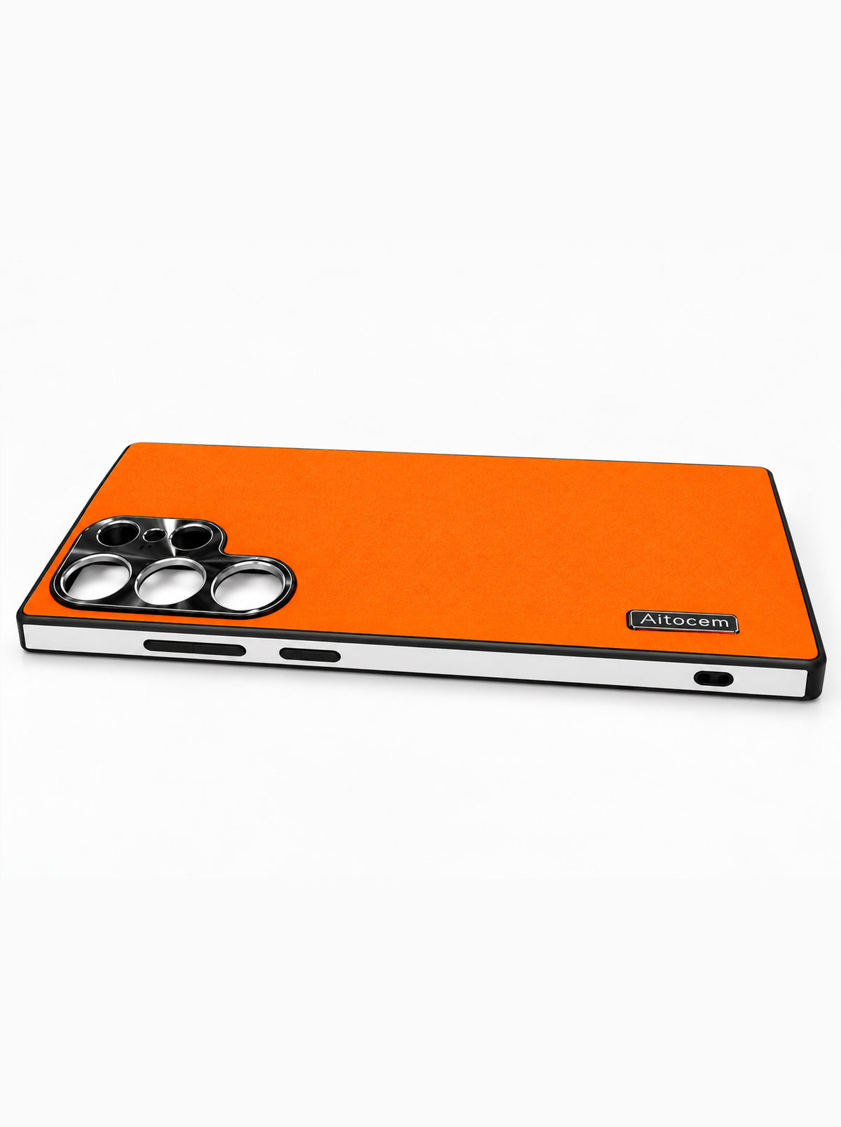 Samsung S24 Ultra | Dual-ton Case | Leather Back | Metal Camera Lens Protection | Orange