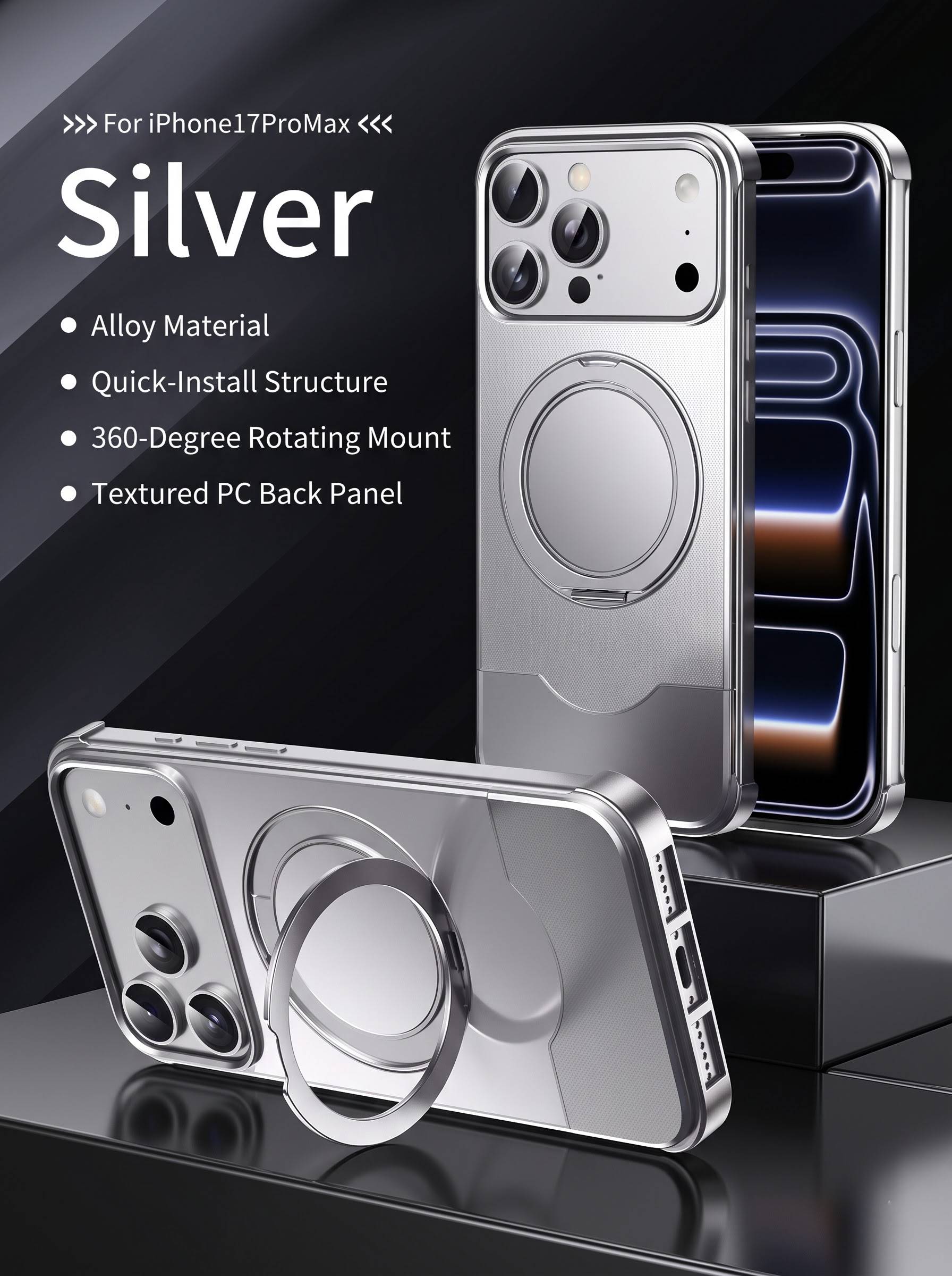 Aluminium metal lock case with 360stand