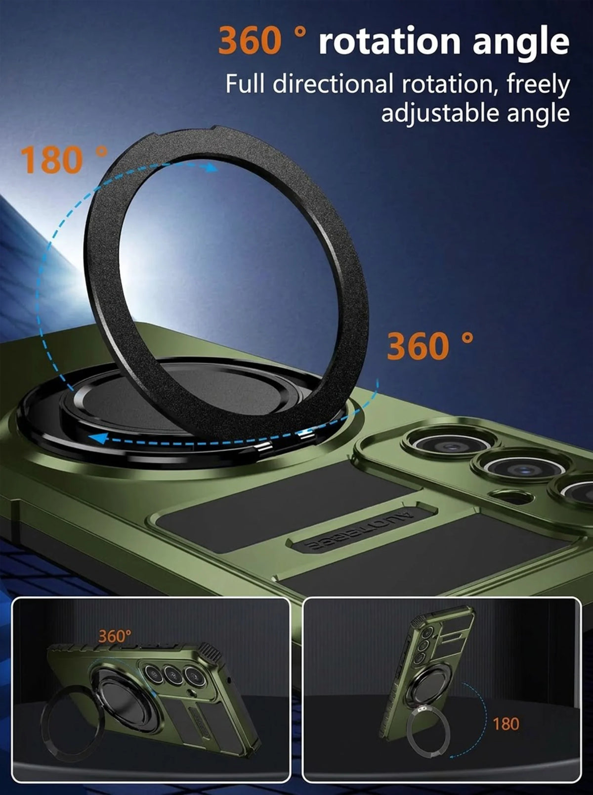 Samsung S24 Case | MagSafe Compatible | Magnetic Ring Holder | Soft TPU + Hard PC | Green