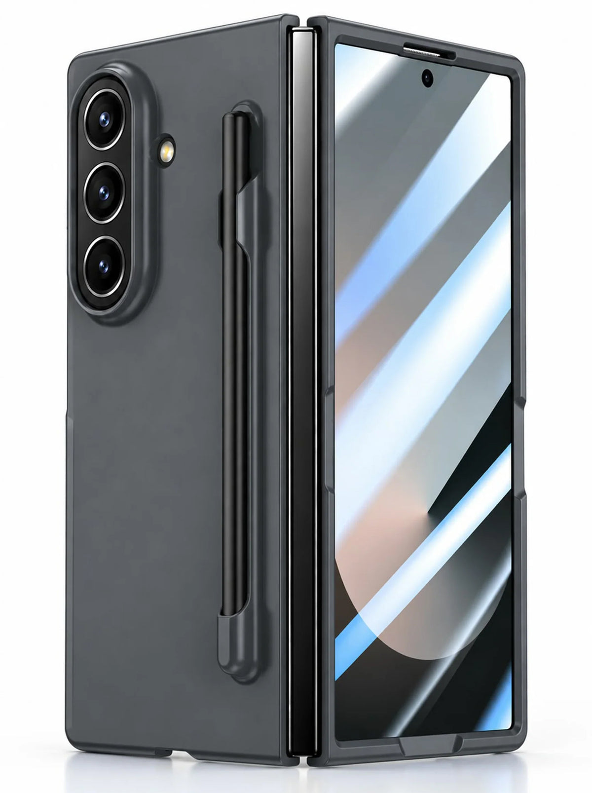 Samsung S Pen Case For Fold 5 | With Styles | Front Glass | Matt Finish | Gray