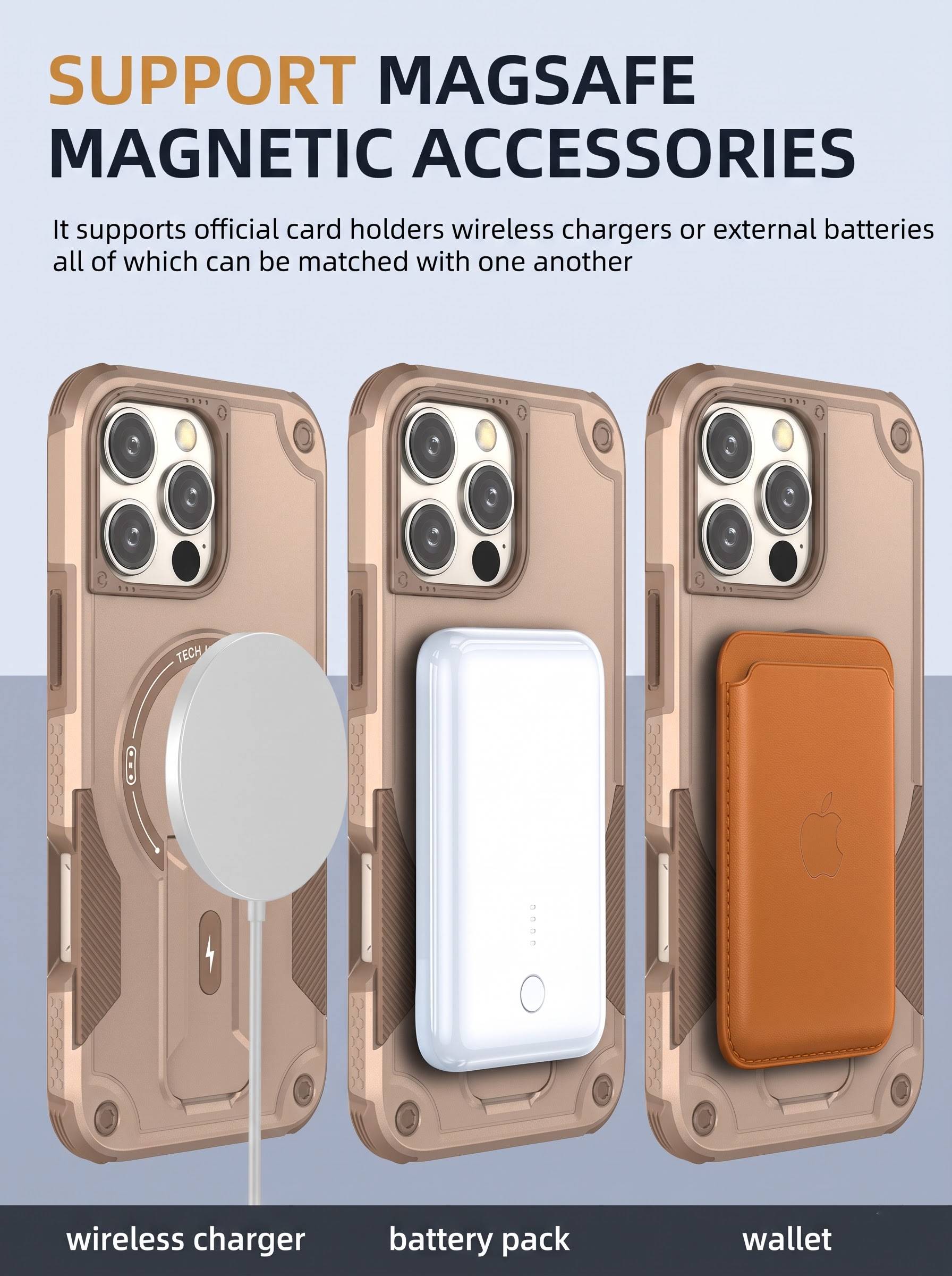 IPHONE 16 PRO | DROP+ | Portable Kickstand | MagSafe Compatible Magnetic Case | Shockproof Military Grade Protection | DESERT COLOR