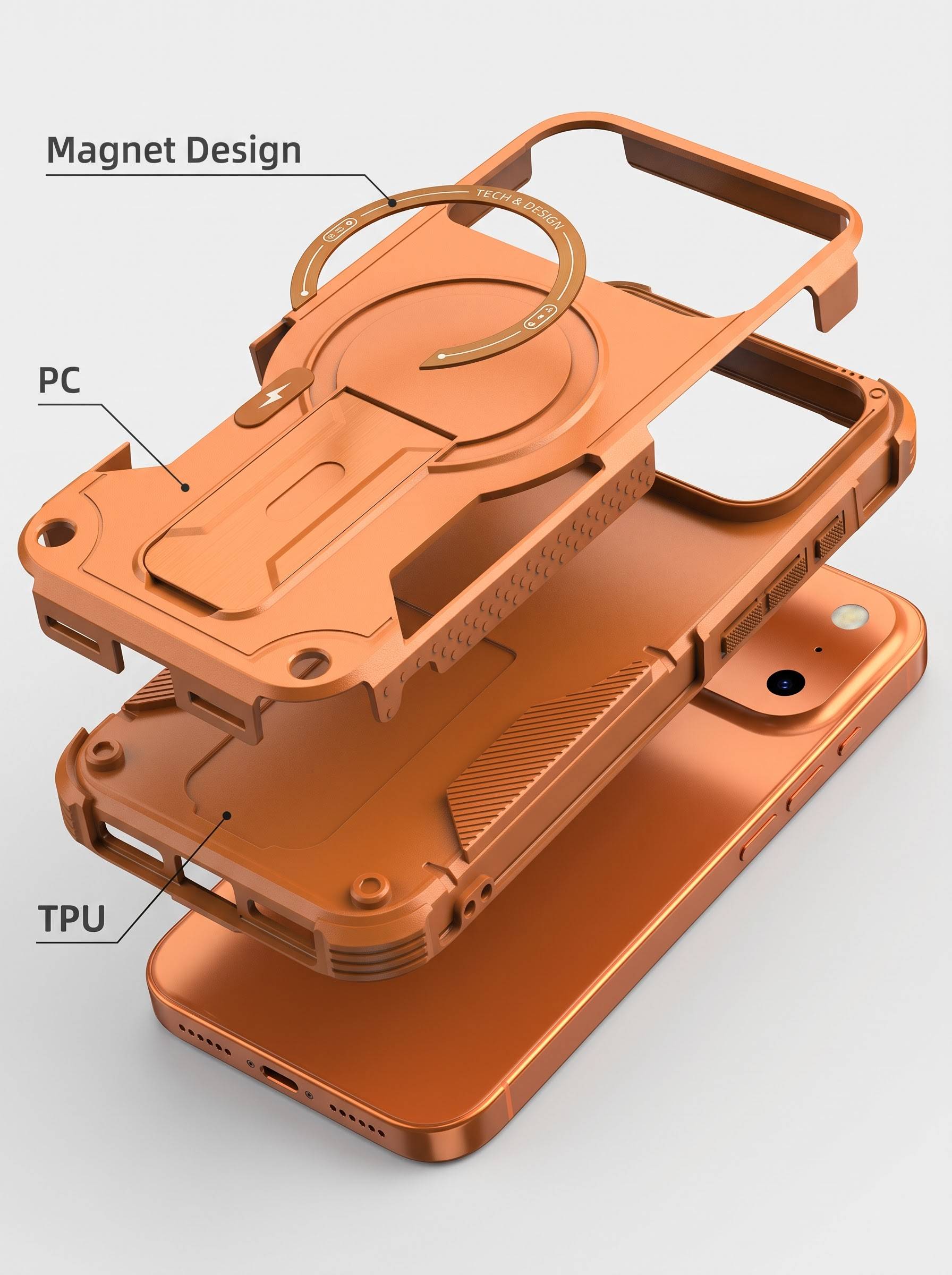 IPHONE 17 PRO MAX | DROP+ | Portable Kickstand | MagSafe Compatible Magnetic Case | Shockproof Military Grade Protection | ORANGE COLOR