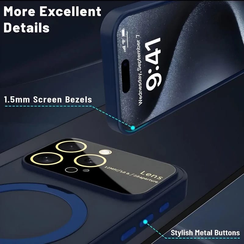 iPhone case feature integrated magnetic metal stand rings, camera lens protection