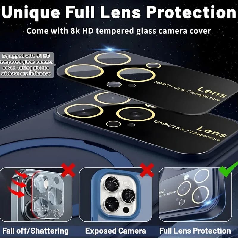 iPhone case feature integrated magnetic metal stand rings, camera lens protection