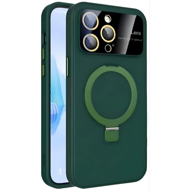 iPhone case feature integrated magnetic metal stand rings, camera lens protection