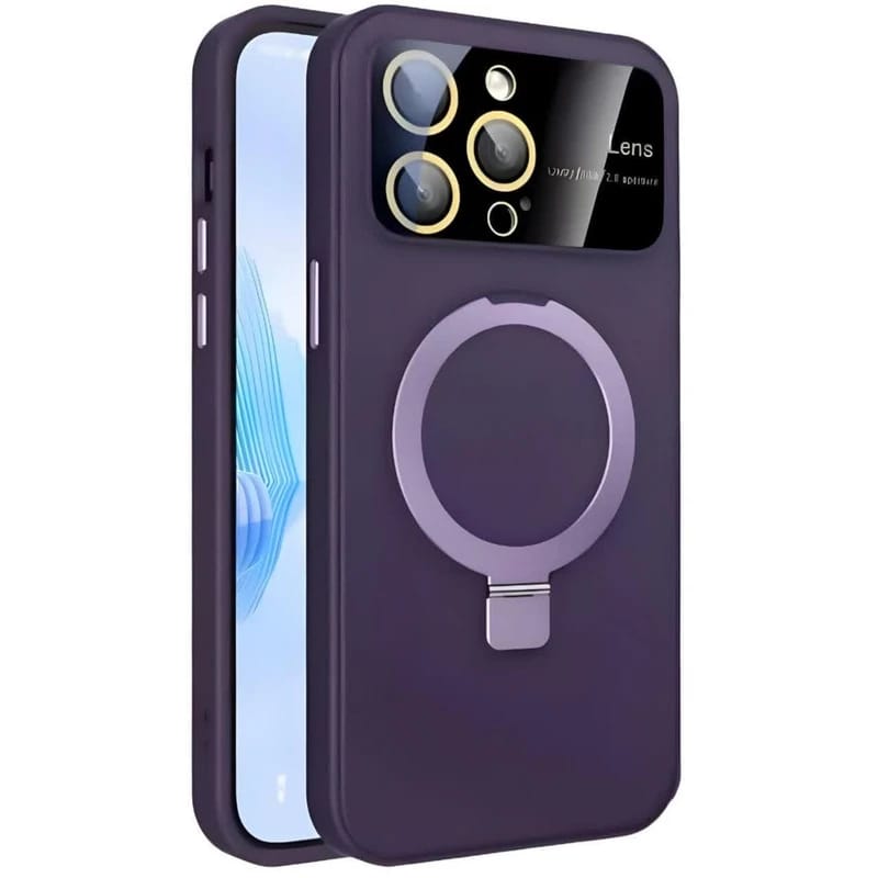 iPhone case feature integrated magnetic metal stand rings, camera lens protection