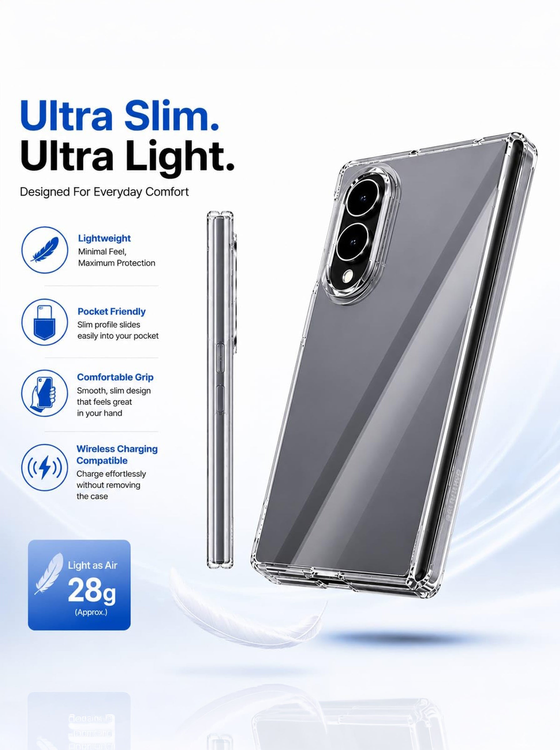 Samsung Z Fold 8 Transparent Hard PC Phone Case | Anti-Yellow | Ultra-Thin Slim Fit