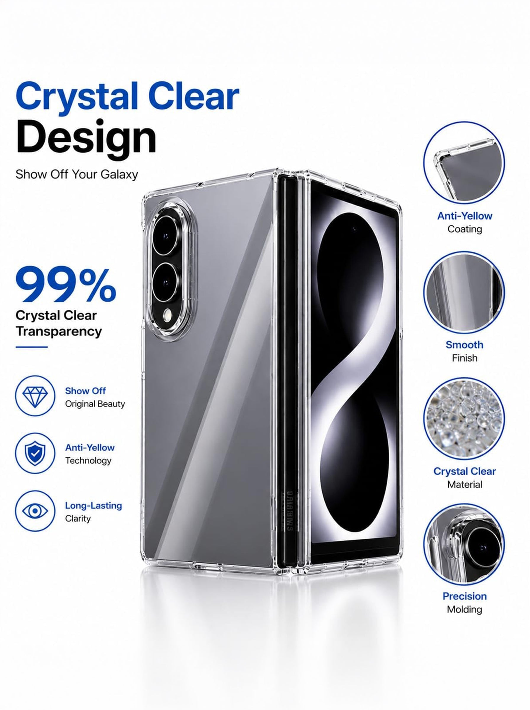Samsung Z Fold 8 Transparent Hard PC Phone Case | Anti-Yellow | Ultra-Thin Slim Fit