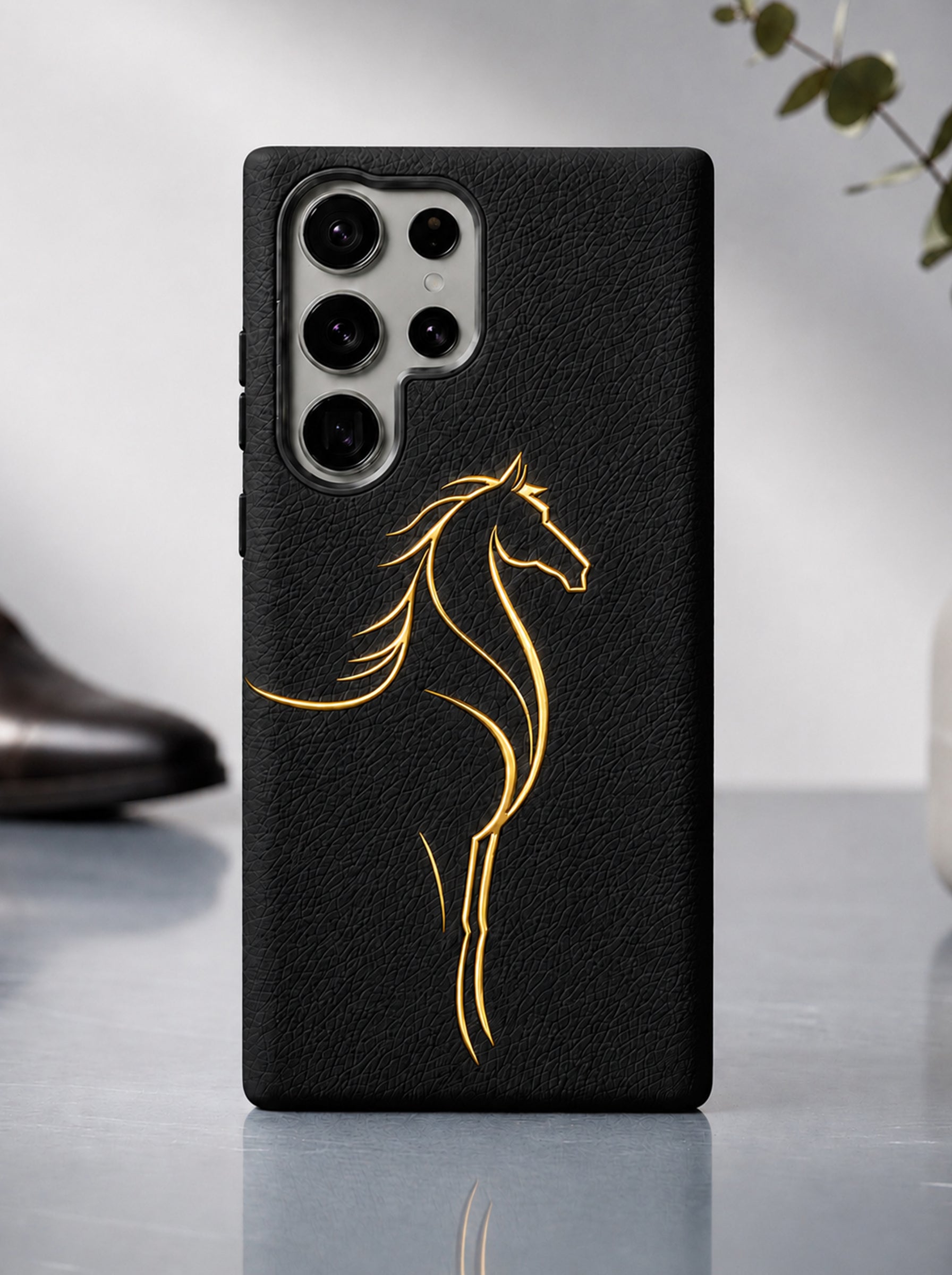 Samsung S26 Ultra | Luxury Horse Premium Leather Case with Hidden MagSafe | Black