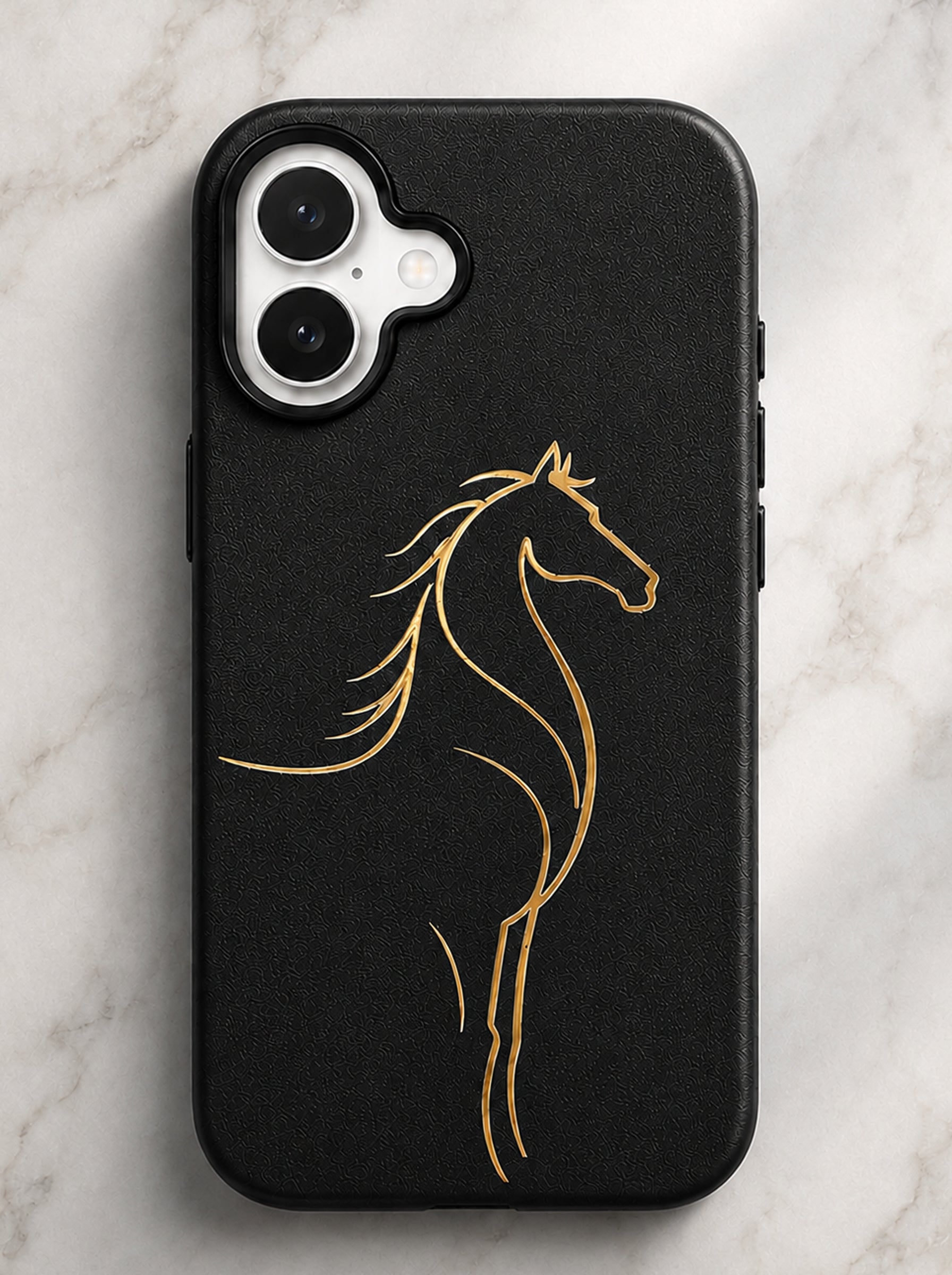 iPhone 17 | Luxury Horse Premium Leather Case with Hidden MagSafe | Black