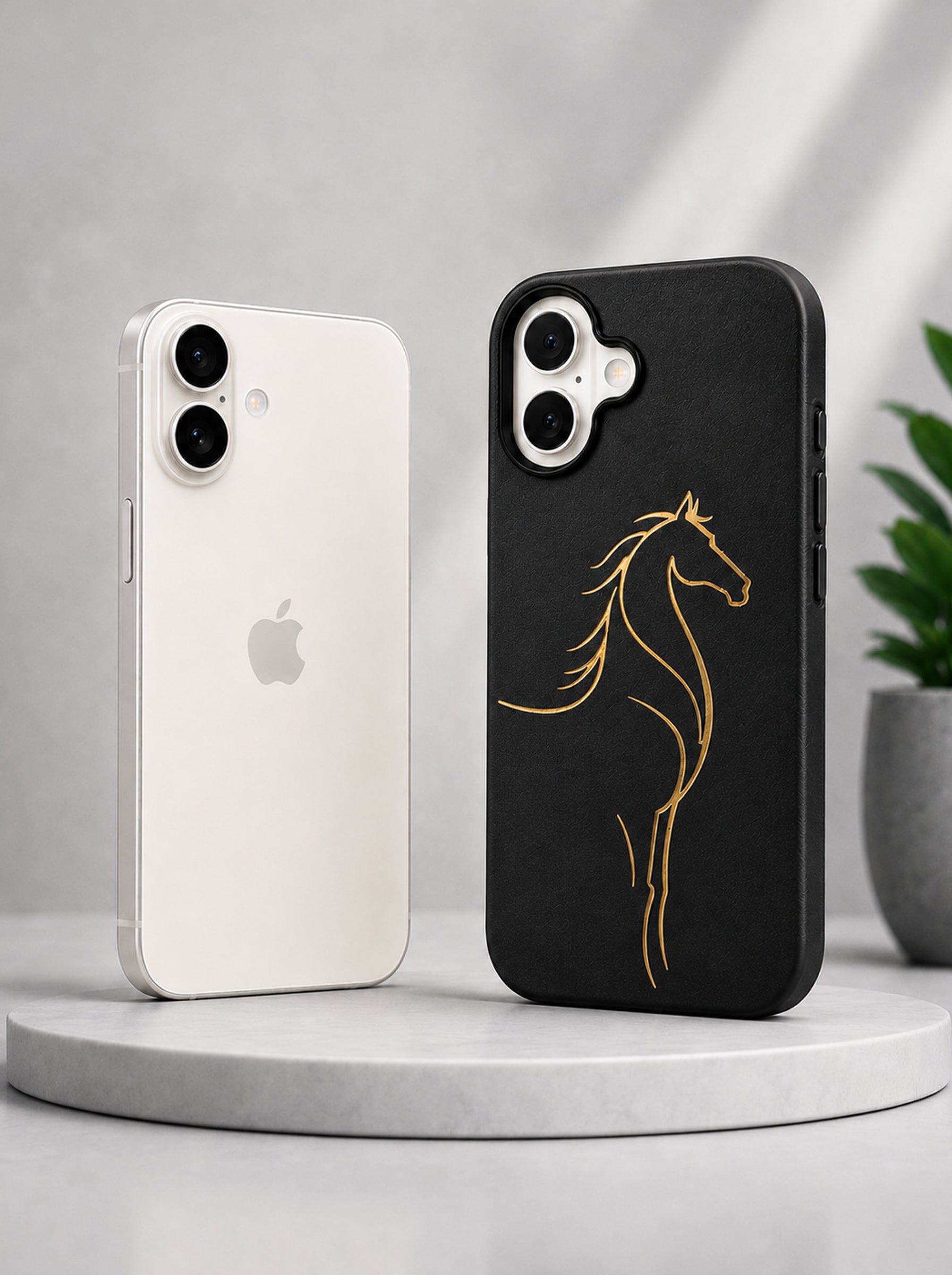 iPhone 17 | Luxury Horse Premium Leather Case with Hidden MagSafe | Black