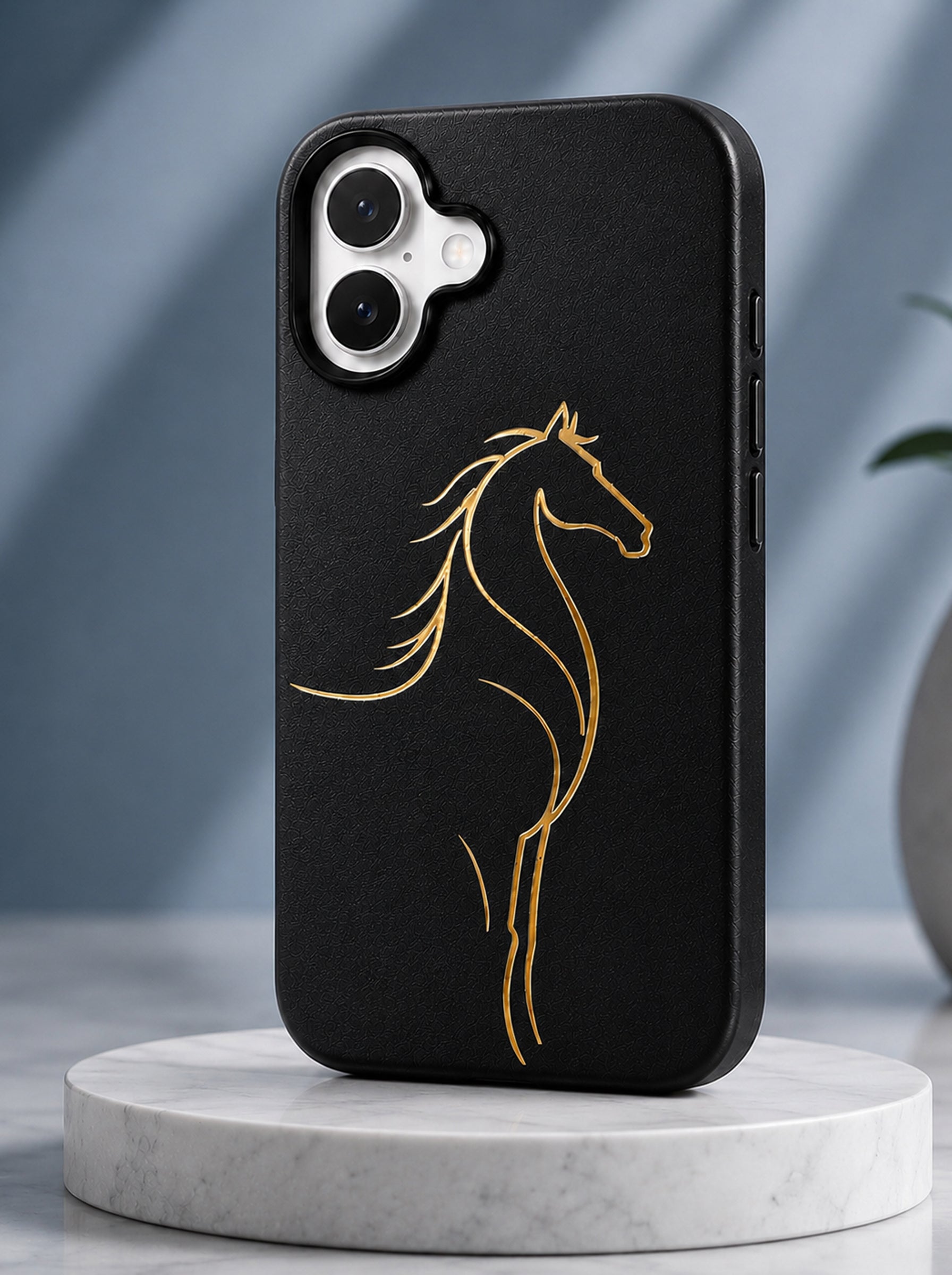 iPhone 17 | Luxury Horse Premium Leather Case with Hidden MagSafe | Black