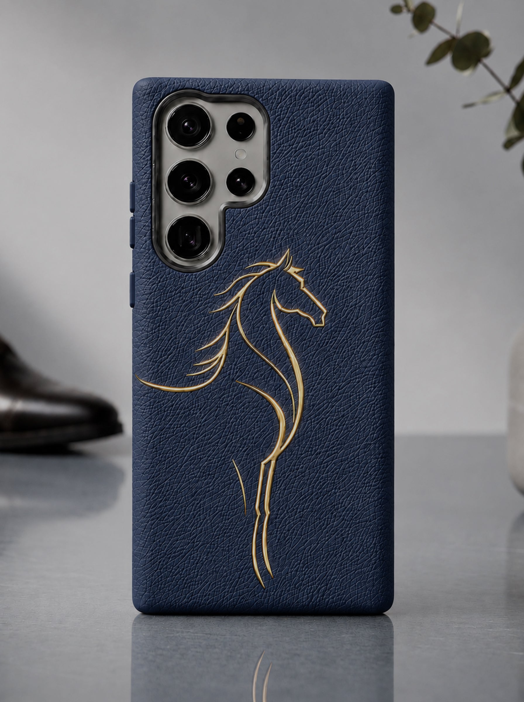 Samsung S26 Ultra | Luxury Horse Premium Leather Case with Hidden MagSafe | Navy Blue