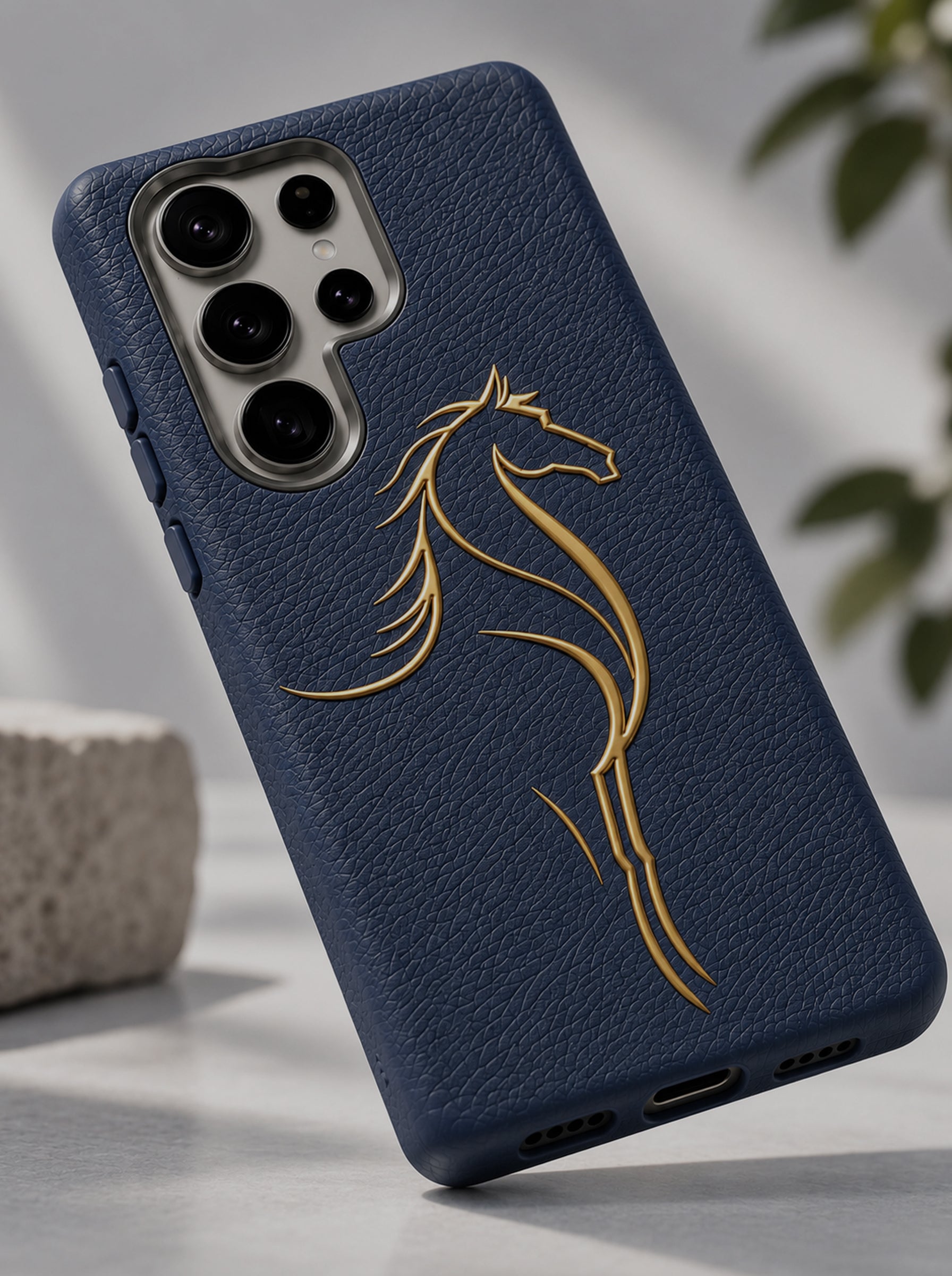 Samsung S26 Ultra | Luxury Horse Premium Leather Case with Hidden MagSafe | Navy Blue
