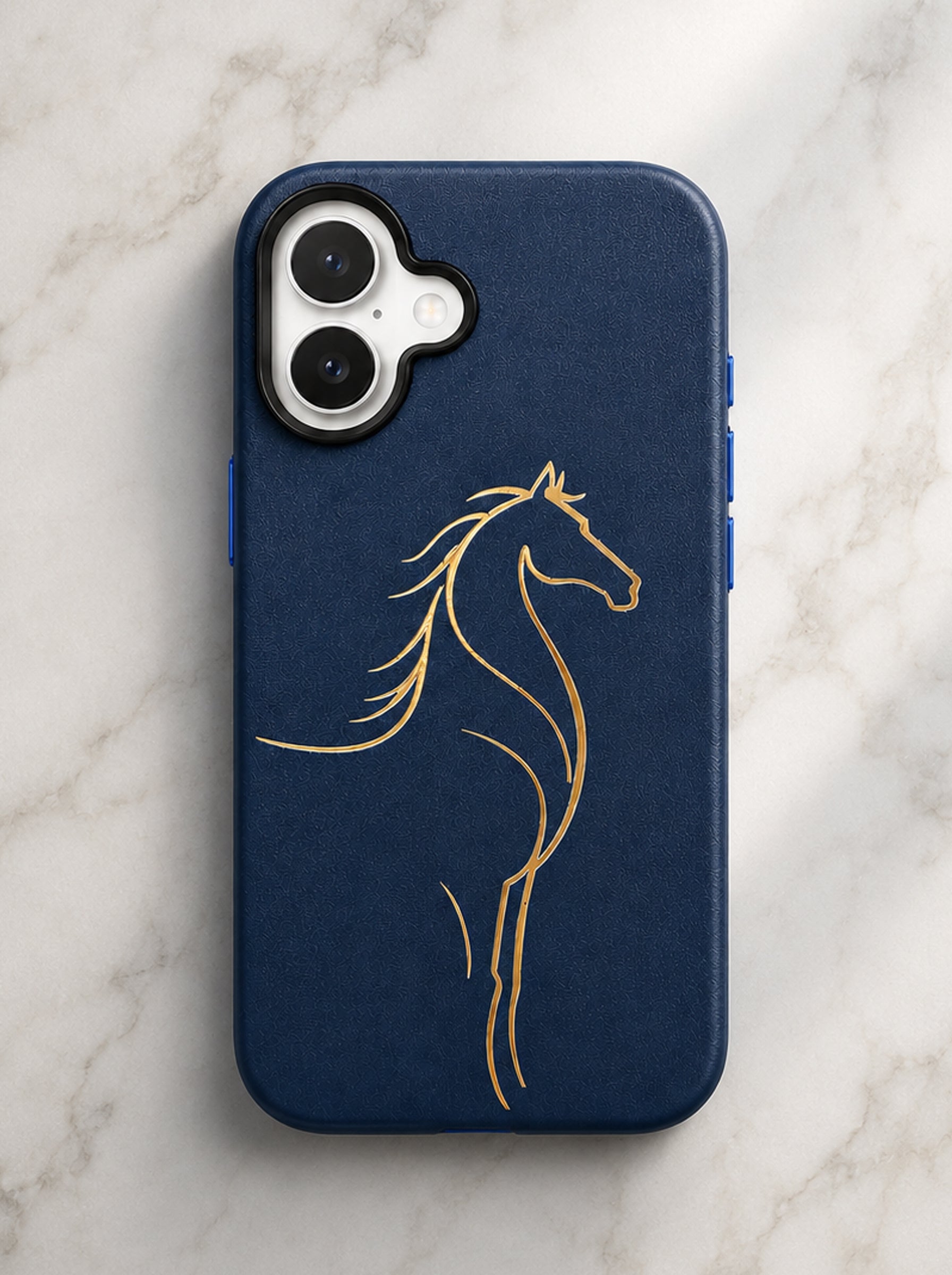 iPhone 17 | Luxury Horse Premium Leather Case with Hidden MagSafe | Blue