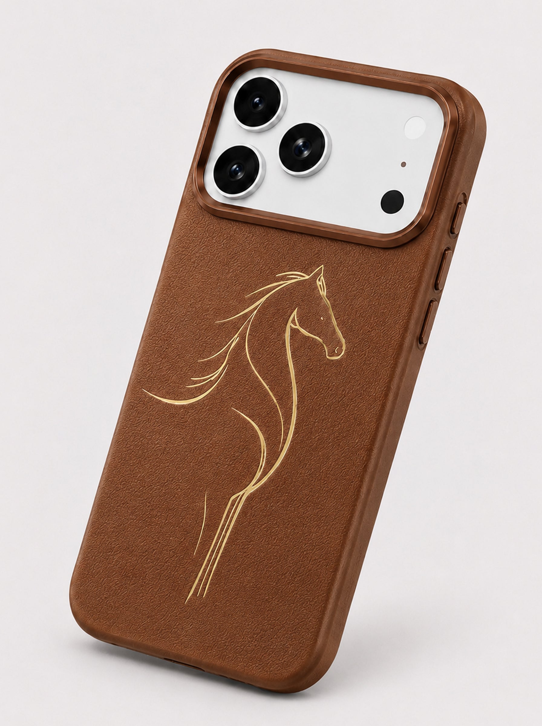 iPhone 17 Pro Max | Luxury Horse Premium Leather Case with Hidden MagSafe |  Brown