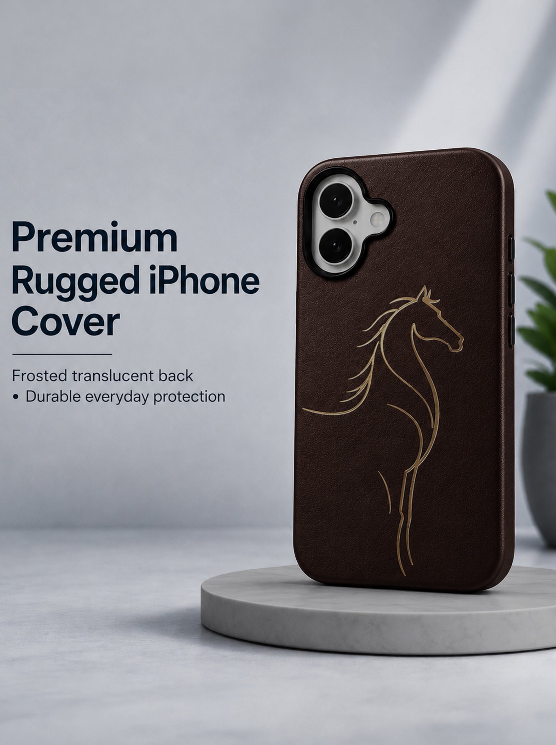 iPhone 17 | Luxury Horse Premium Leather Case with Hidden MagSafe | Brown