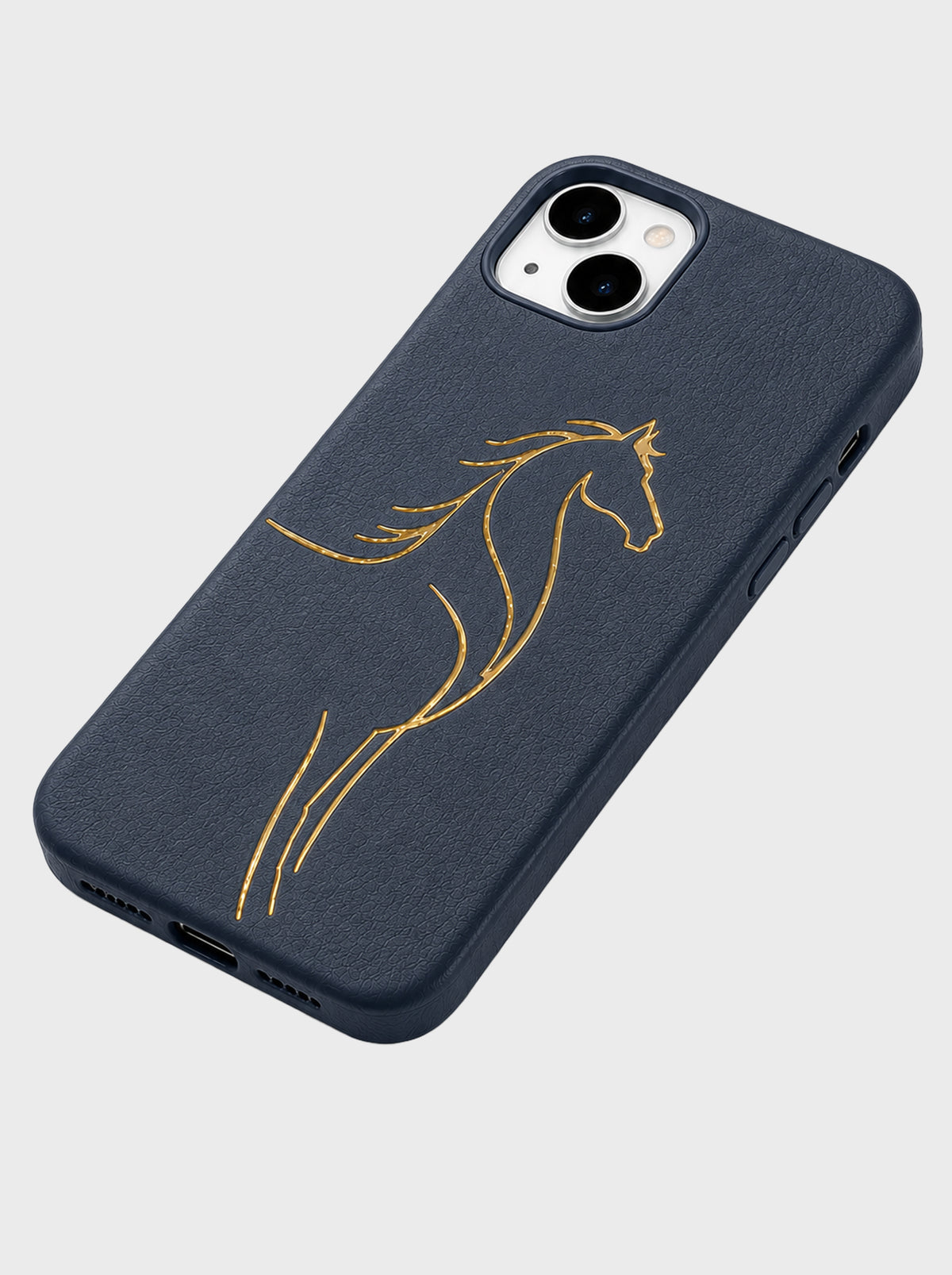 iPhone 13 | Luxury Horse Premium Leather Case with Hidden MagSafe | Navy Blue