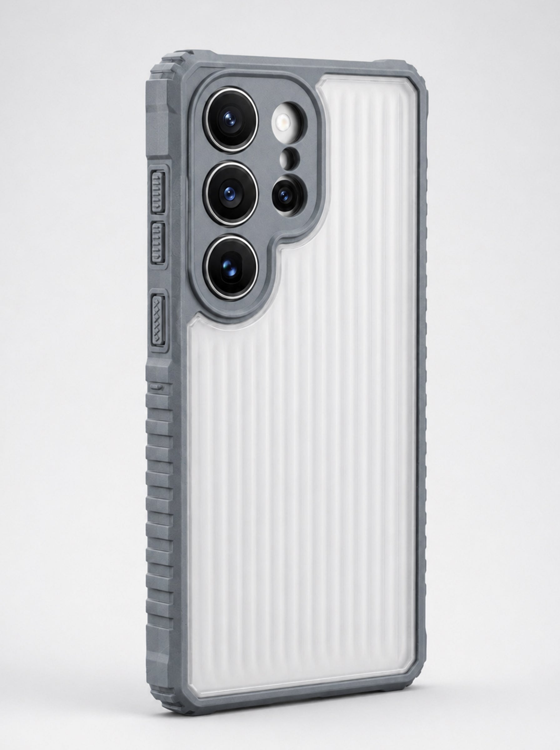 Samsung S24 Ultra | Fluted Texture Matte Case with Side Protection Grip | Gray Color