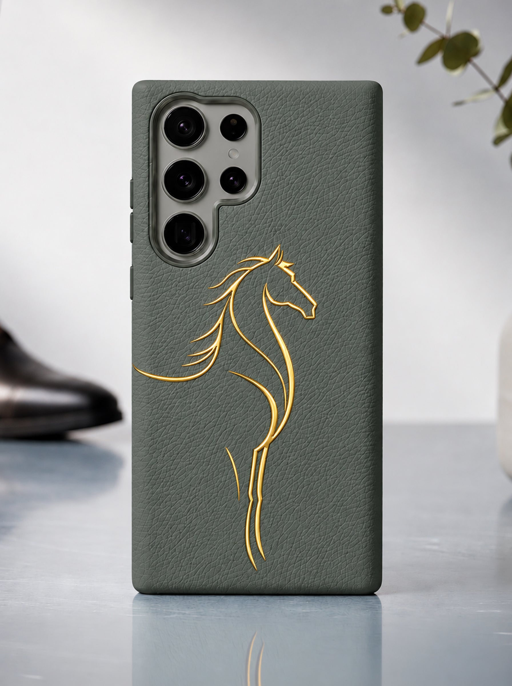 Samsung S26 Ultra | Luxury Horse Premium Leather Case with Hidden MagSafe | Dark Gray