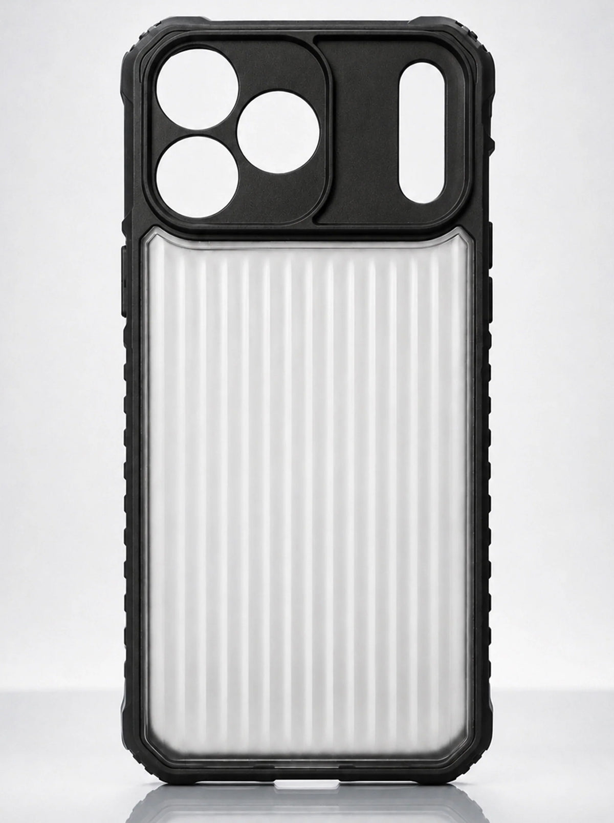 iPhone 17 Pro Max | Fluted Texture Matte Case with Side Protection Grip | Dark Black