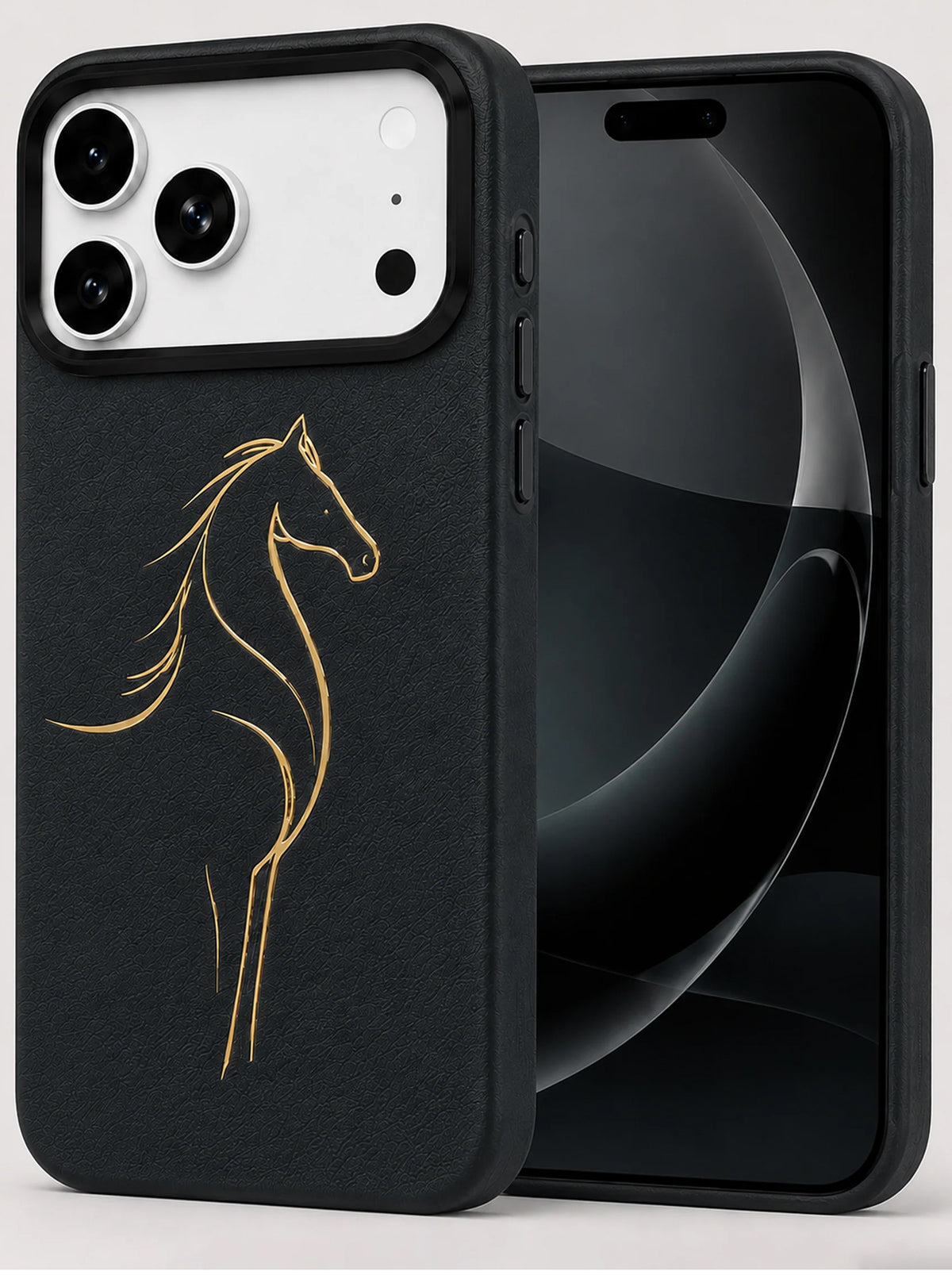 iPhone 17 Pro Max | Luxury Horse Premium Leather Case with Hidden MagSafe |  Black