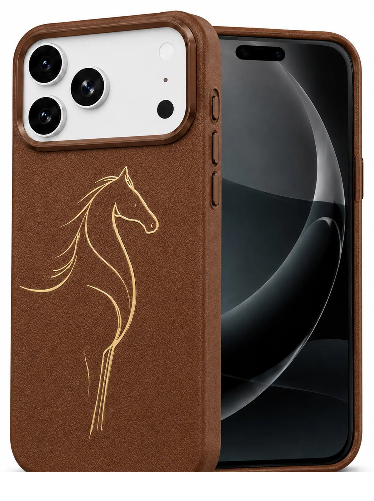 iPhone 17 Pro Max | Luxury Horse Premium Leather Case with Hidden MagSafe |  Brown