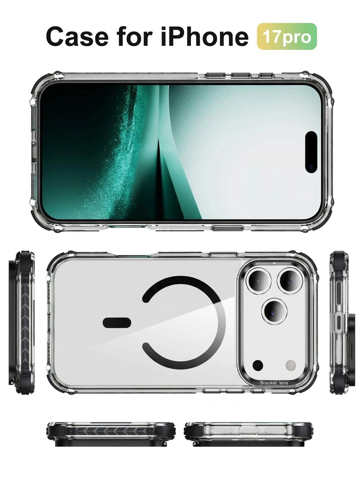 iPhone 17 Pro Case | MagSafe | Camera Lens Stand | Matte Finish | Black