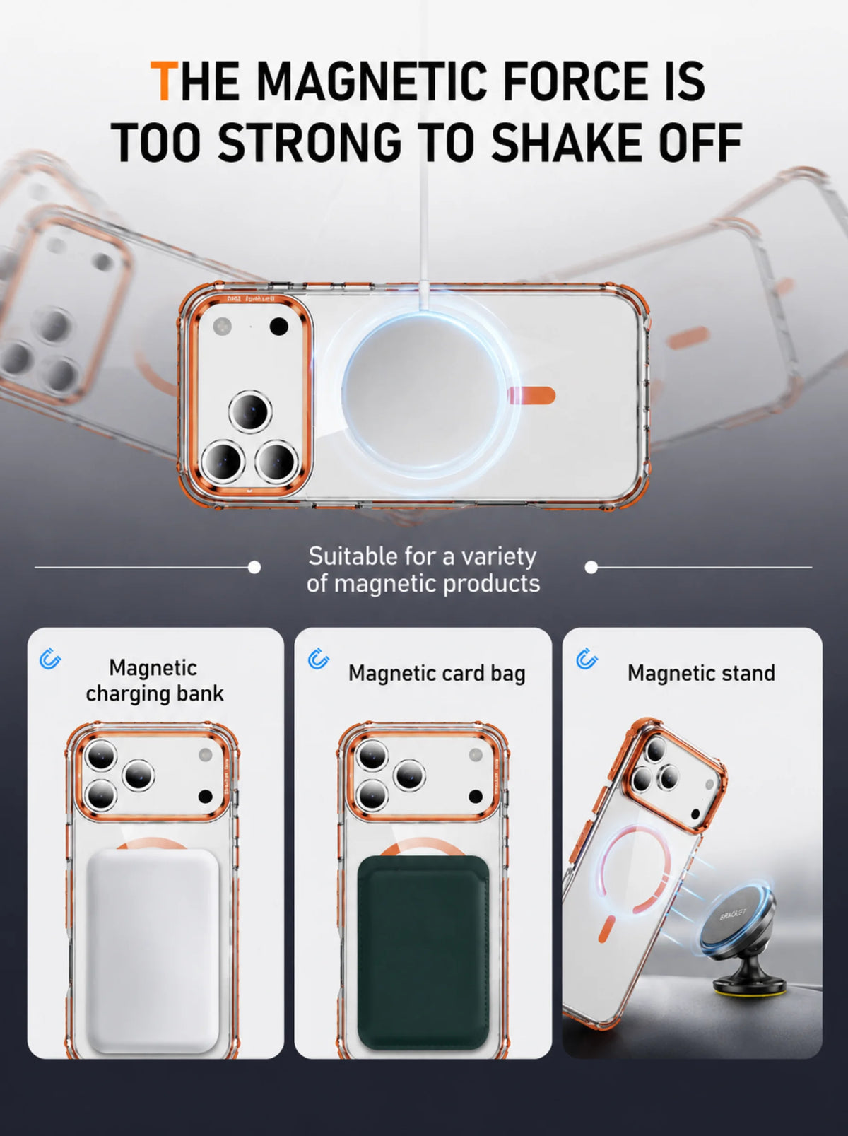 iPhone 17 Pro Case | MagSafe | Camera Lens Stand | Matte Finish | Orange