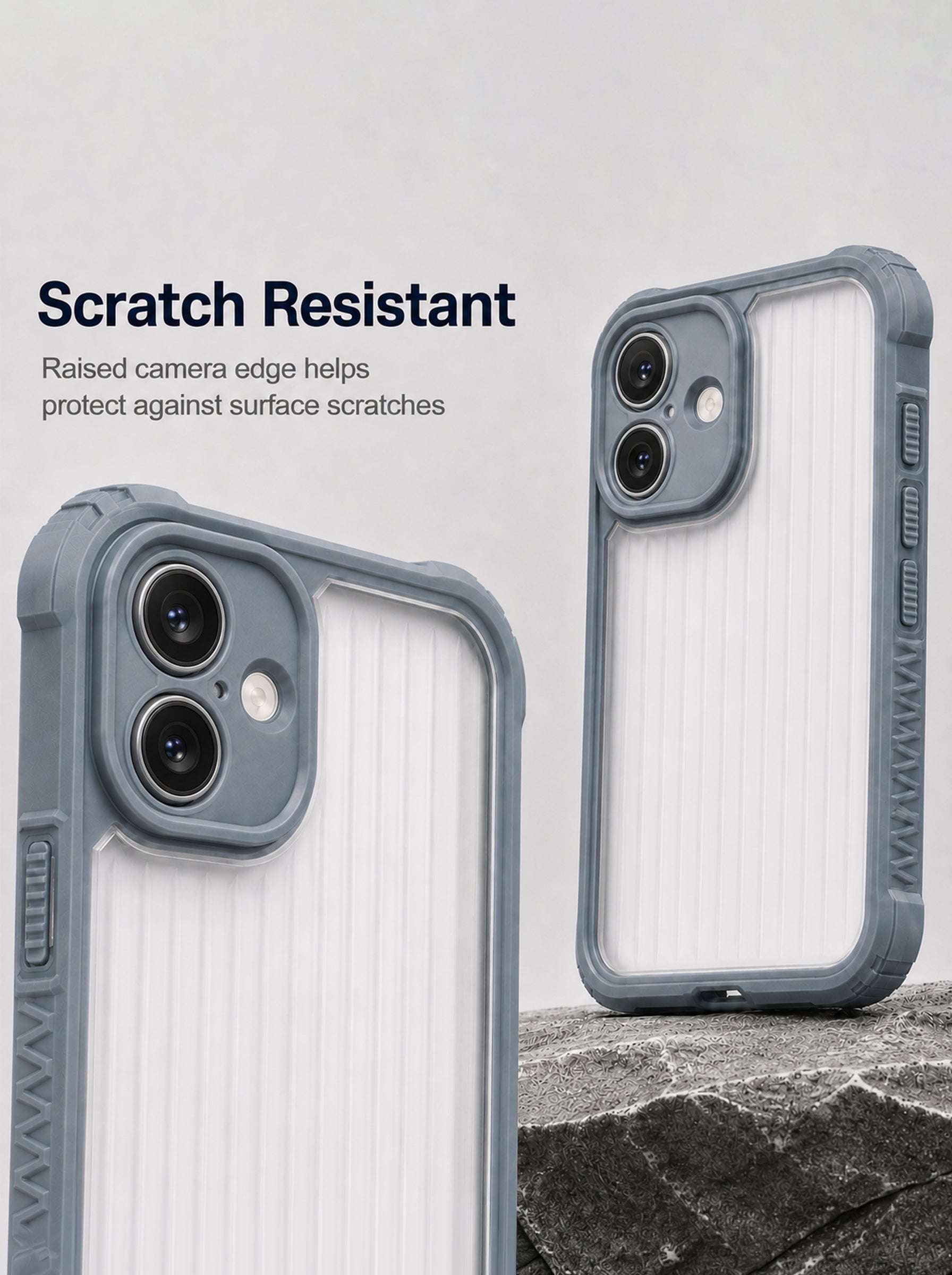 iPhone 16 | Fluted Texture Matte Case with Side Protection Grip | Gray Color