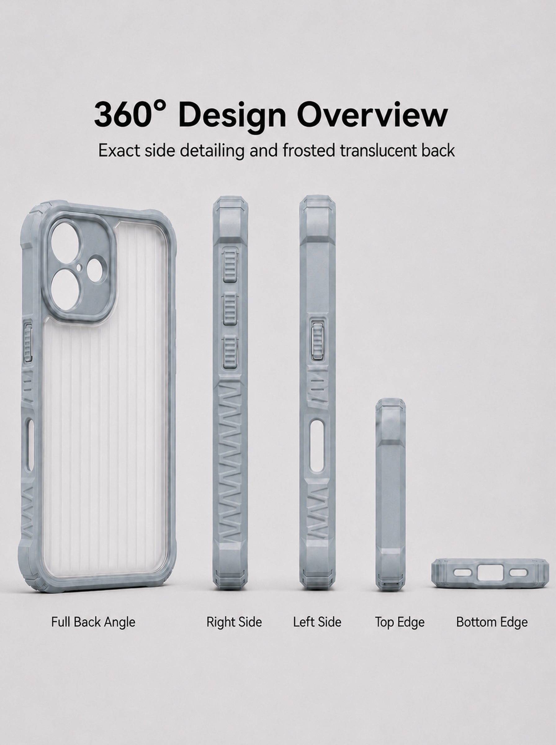 iPhone 16 | Fluted Texture Matte Case with Side Protection Grip | Gray Color