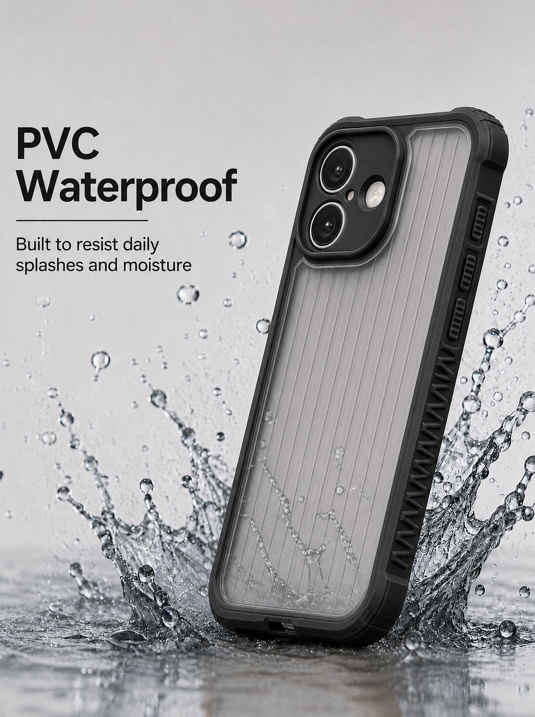 iPhone 16 | Fluted Texture Matte Case with Side Protection Grip | Dark Black