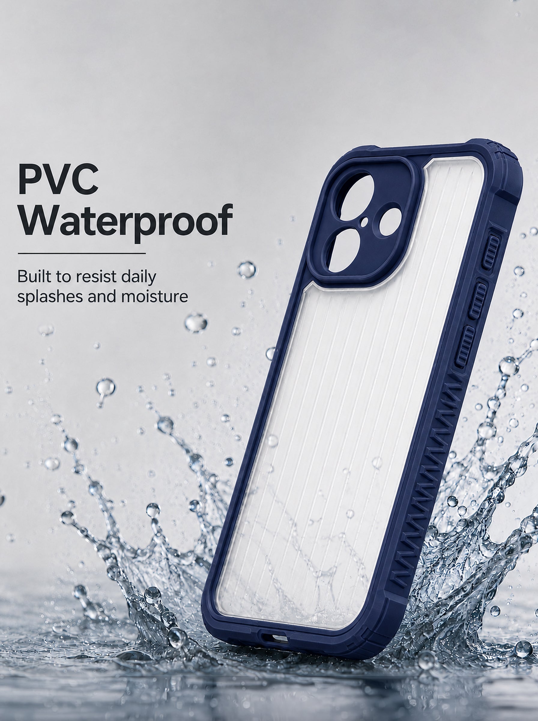 iPhone 16 | Fluted Texture Matte Case with Side Protection Grip | Dark Blue Color