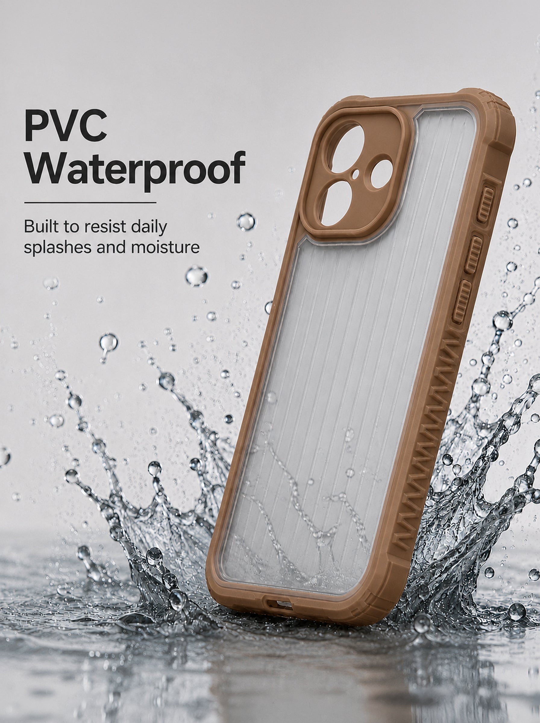 iPhone 16 | Fluted Texture Matte Case with Side Protection Grip | Brown Color