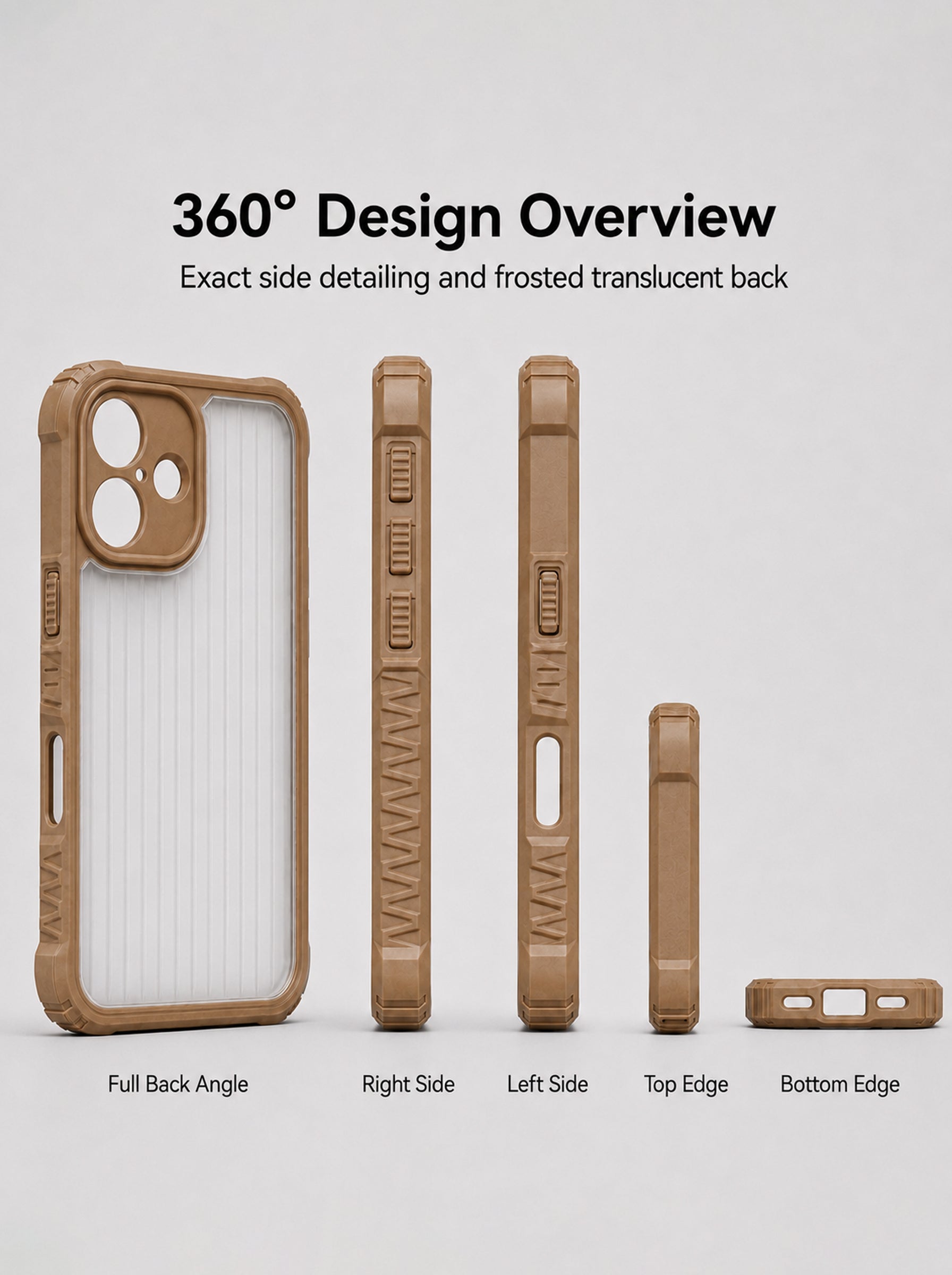 iPhone 16 | Fluted Texture Matte Case with Side Protection Grip | Brown Color