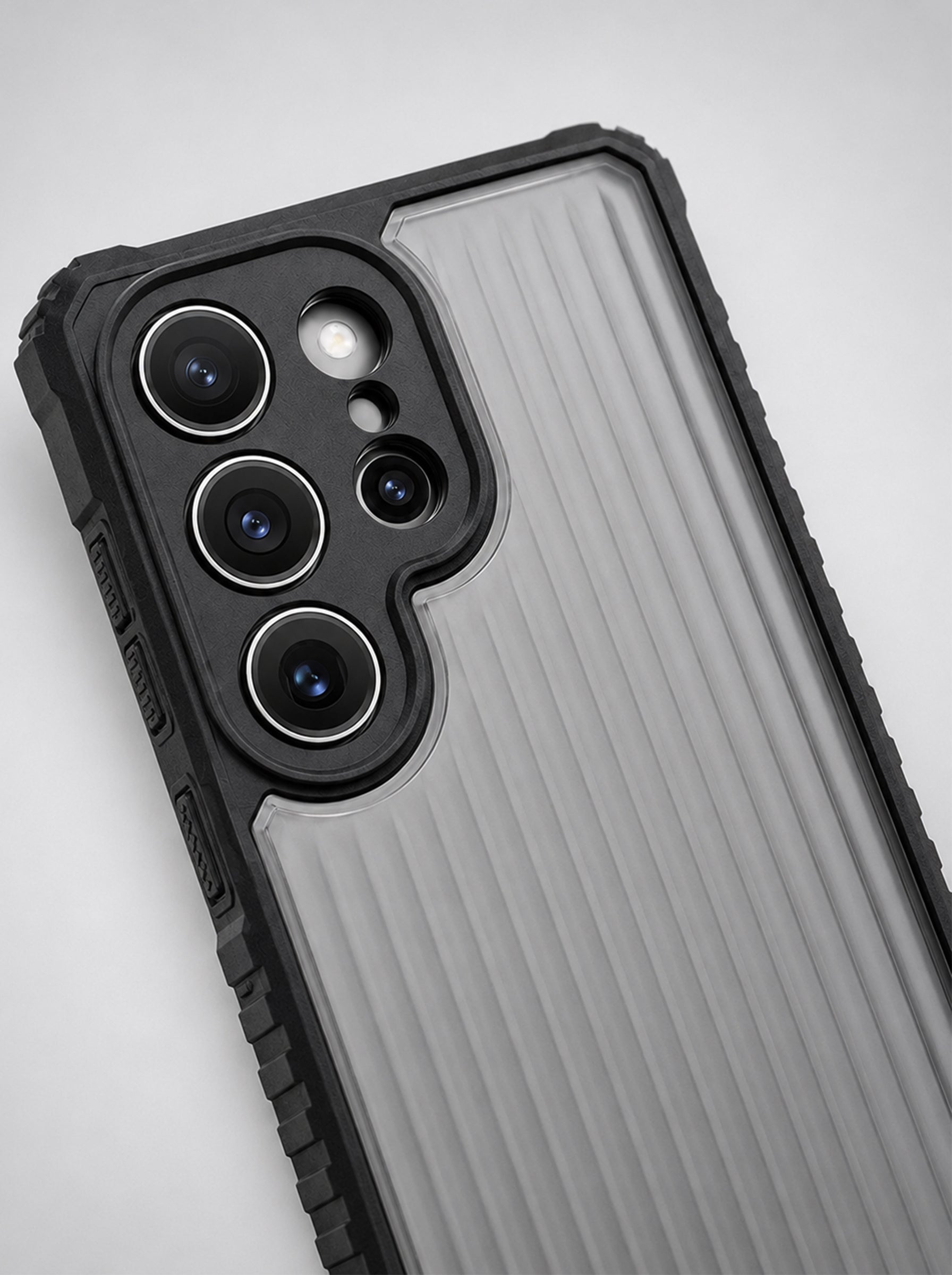 Samsung S24 Ultra | Fluted Texture Matte Case with Side Protection Grip | Dark Black