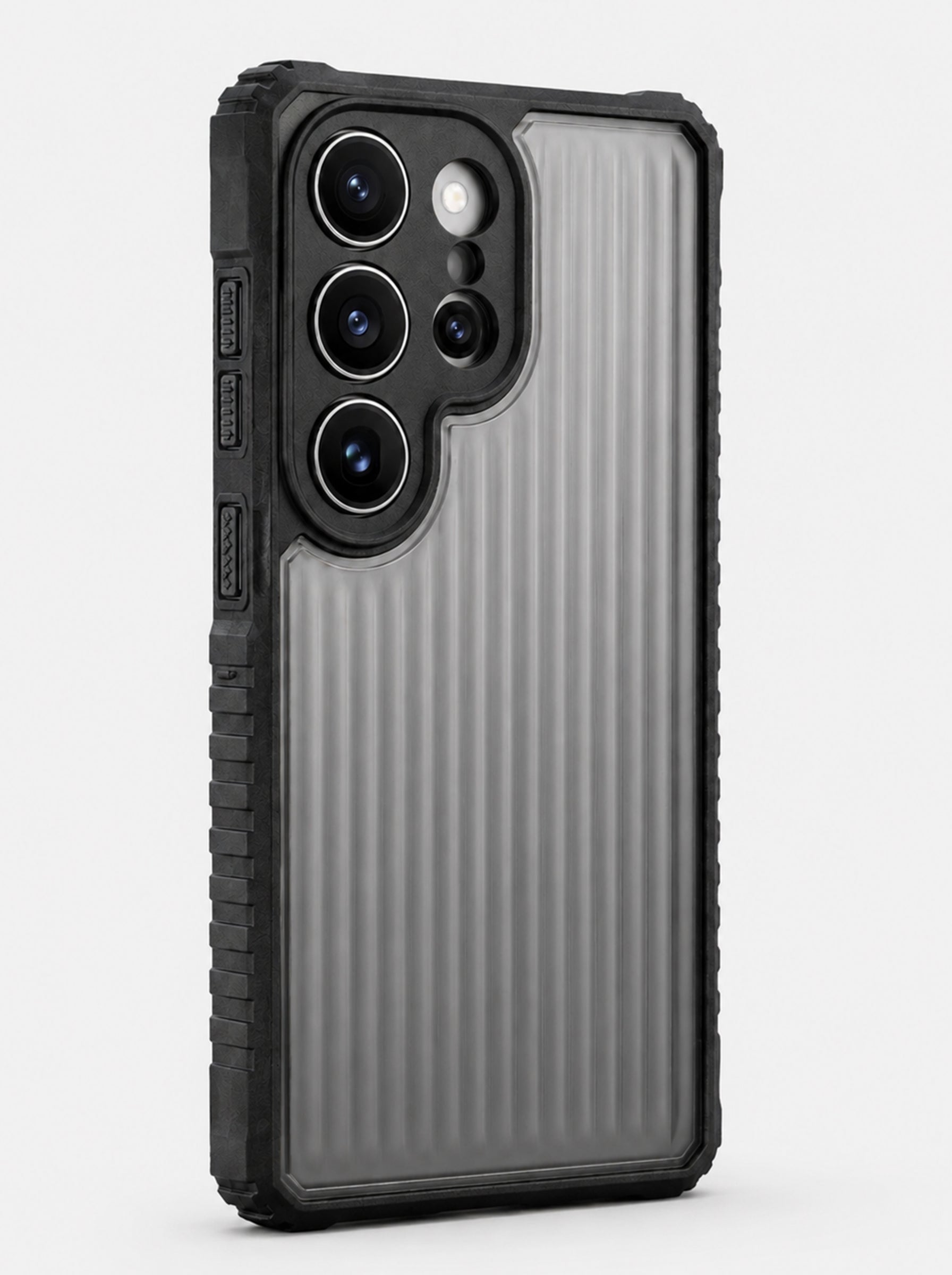 Samsung S24 Ultra | Fluted Texture Matte Case with Side Protection Grip | Dark Black