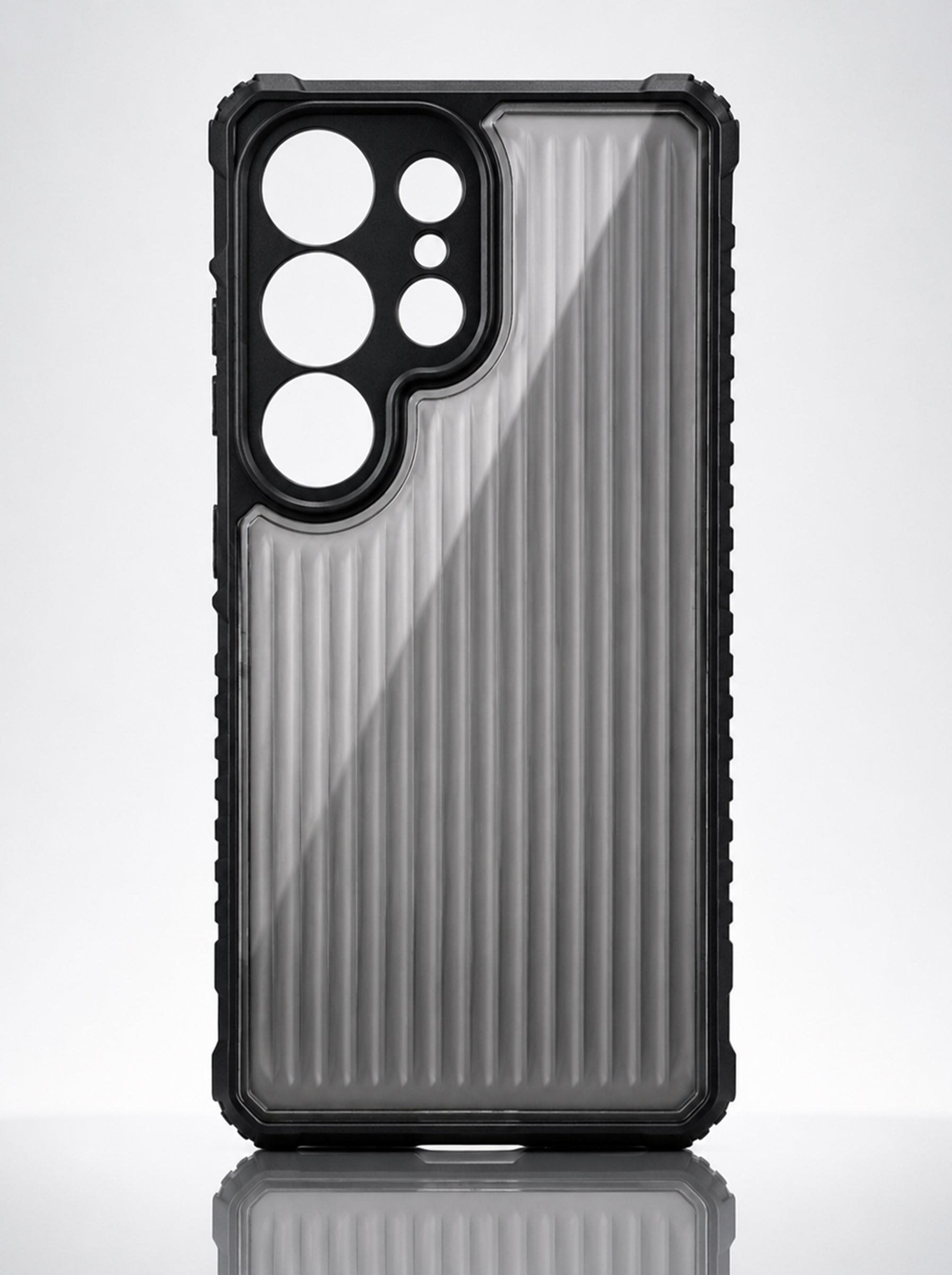 Samsung S24 Ultra | Fluted Texture Matte Case with Side Protection Grip | Dark Black