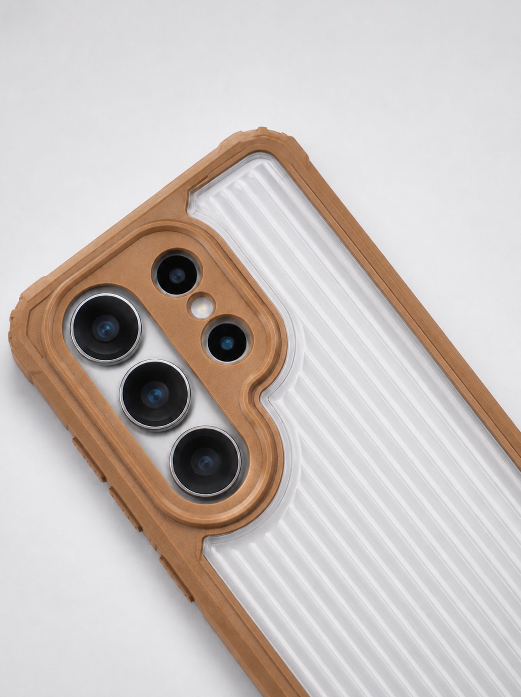 Samsung S24 Ultra | Fluted Texture Matte Case with Side Protection Grip | Brown Color
