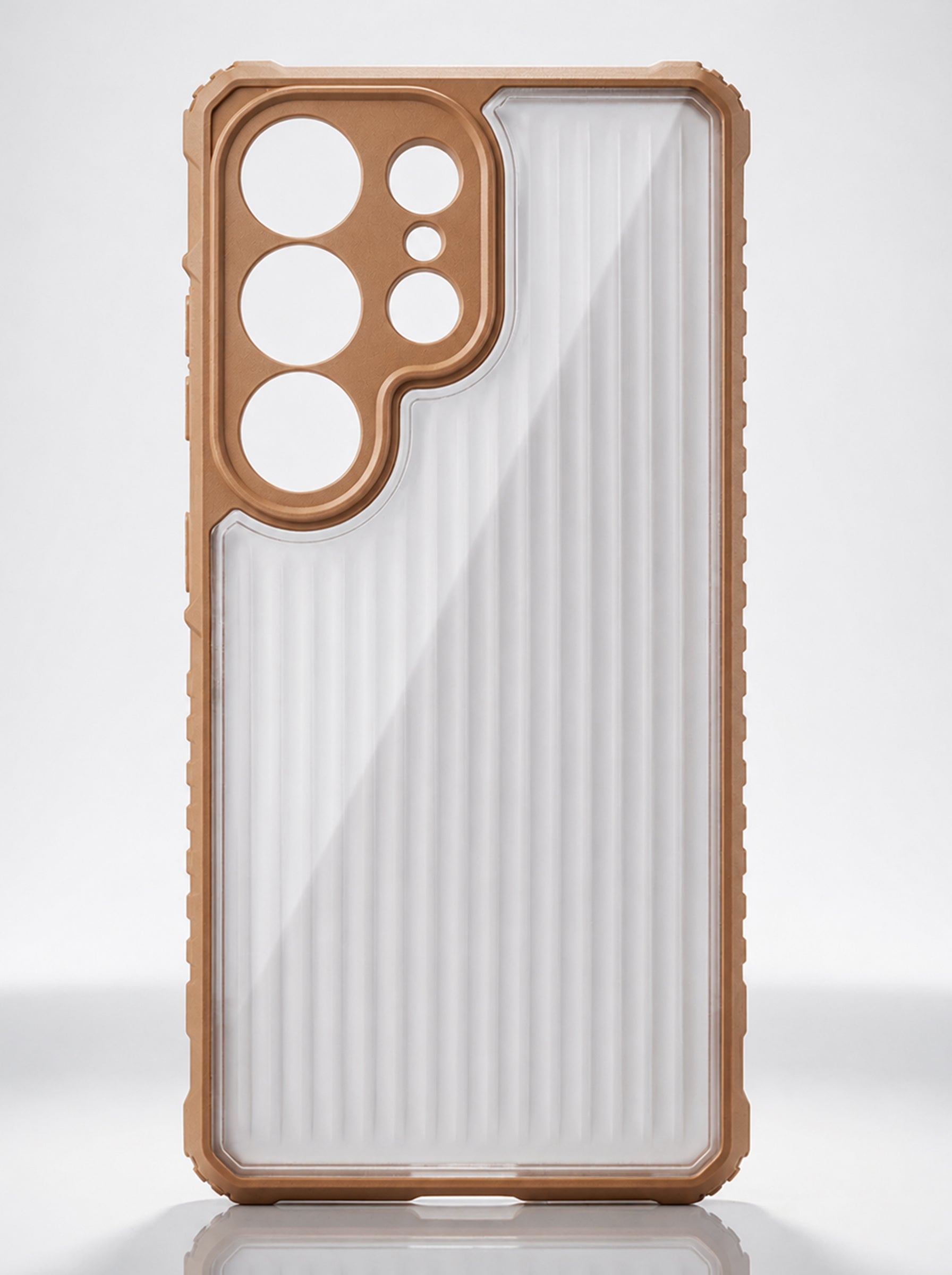 Samsung S24 Ultra | Fluted Texture Matte Case with Side Protection Grip | Brown Color