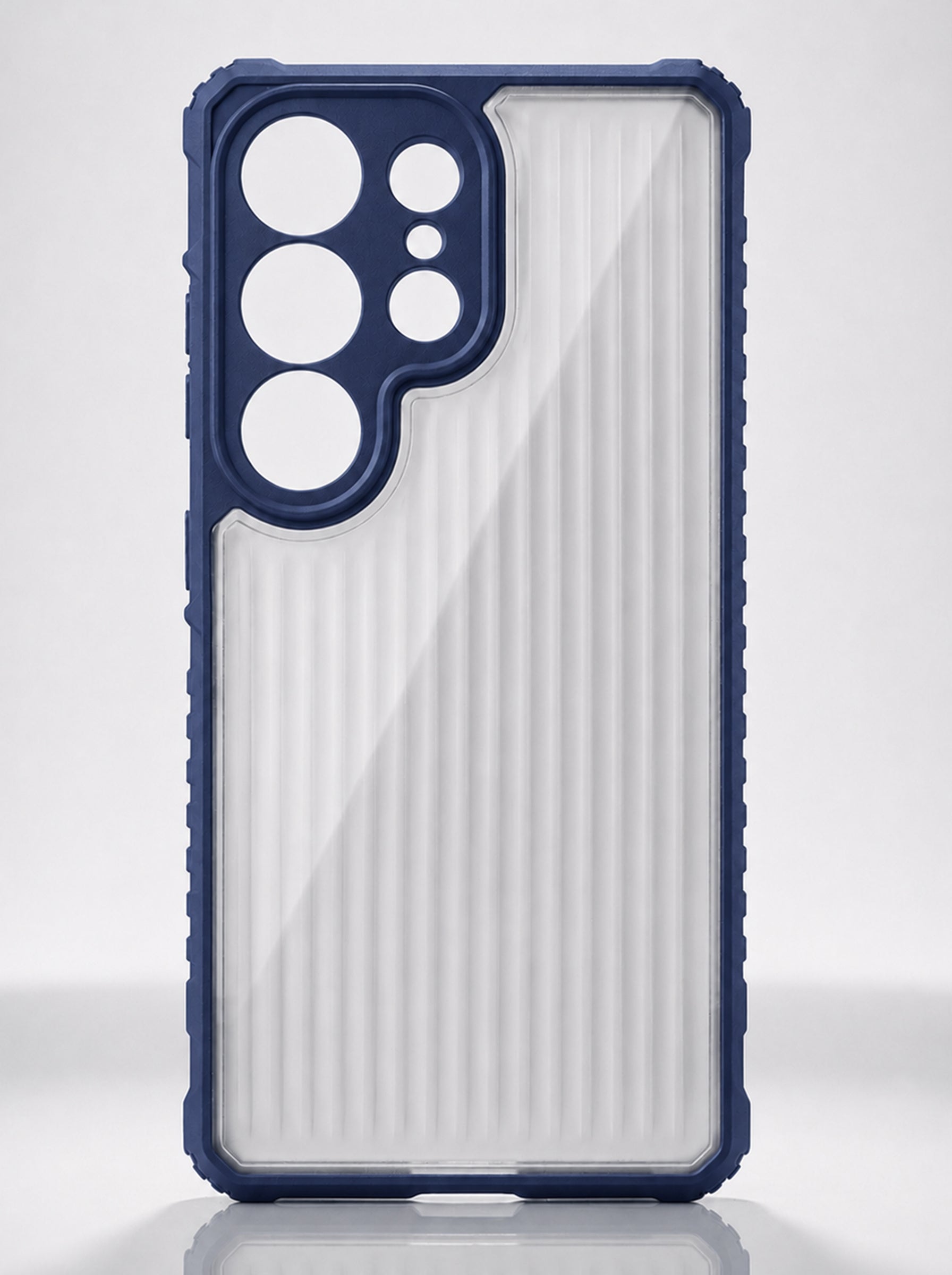 Samsung S24 Ultra | Fluted Texture Matte Case with Side Protection Grip | Dark Blue Color
