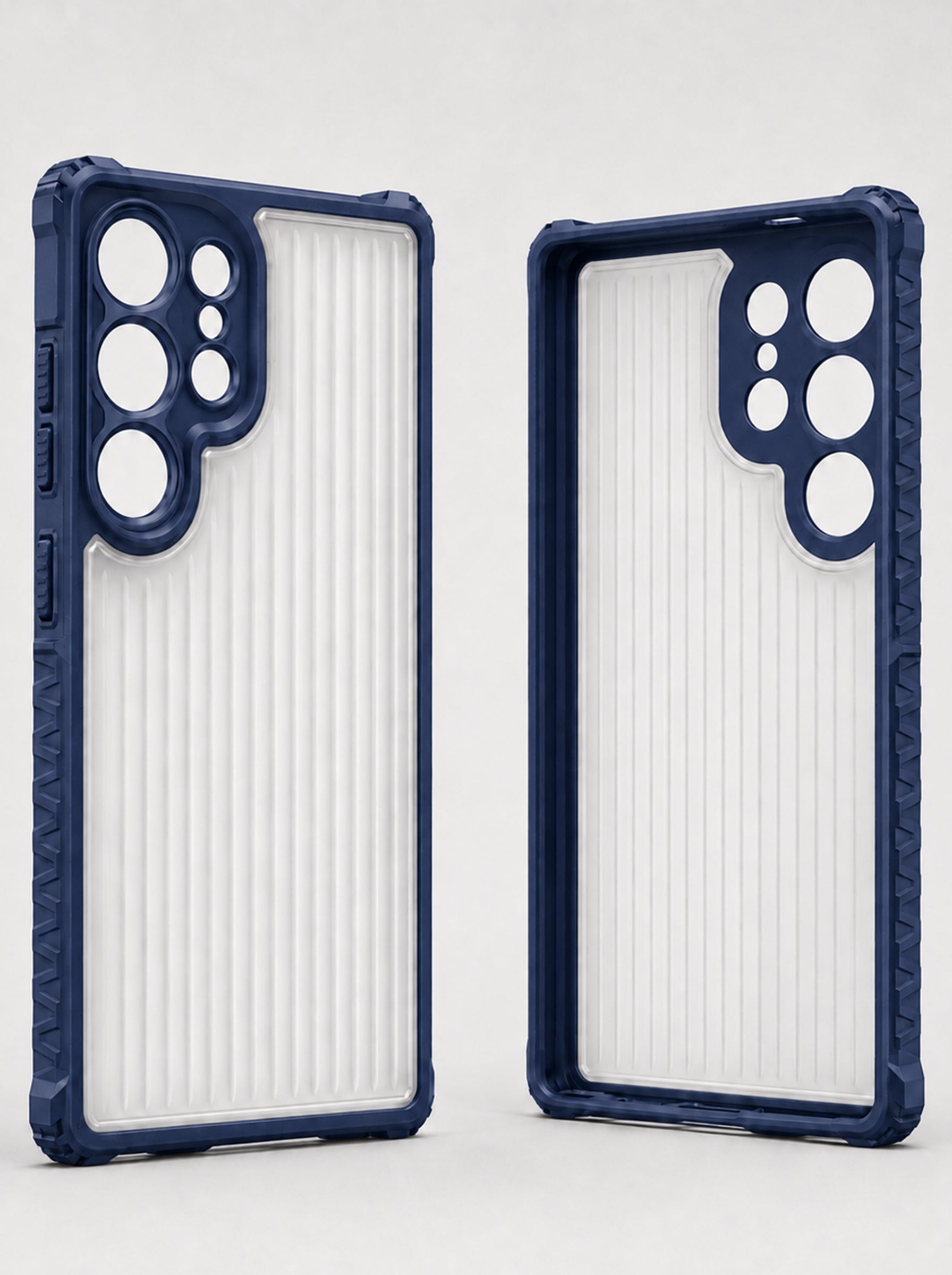 Samsung S24 Ultra | Fluted Texture Matte Case with Side Protection Grip | Dark Blue Color