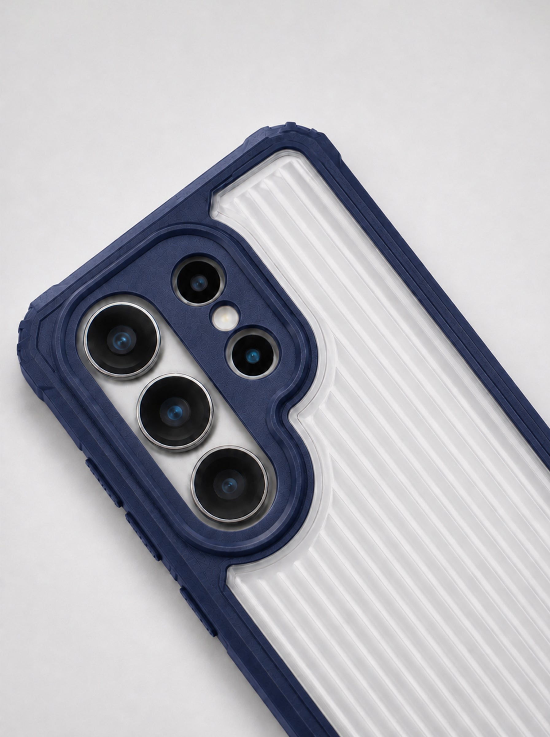 Samsung S24 Ultra | Fluted Texture Matte Case with Side Protection Grip | Dark Blue Color